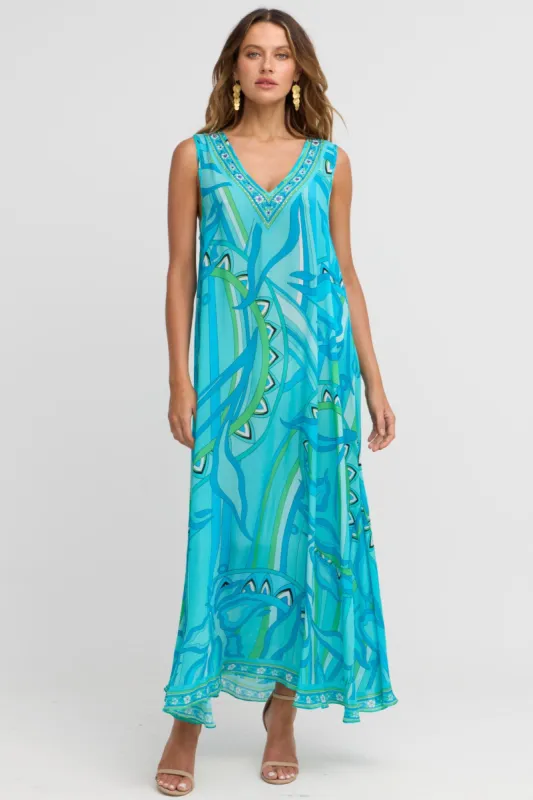 Oceanic Blues Sleeveless Dress sold by Czarina