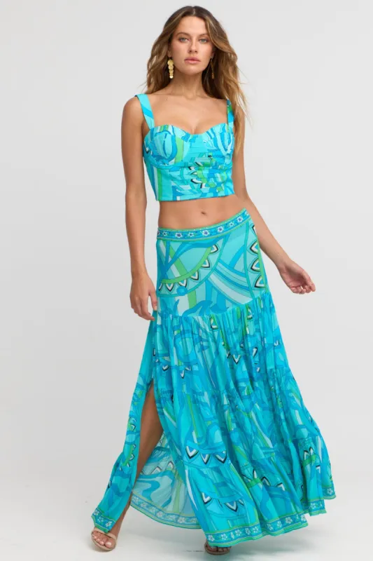 Oceanic Blues Max Skirt w Side Slit sold by Czarina