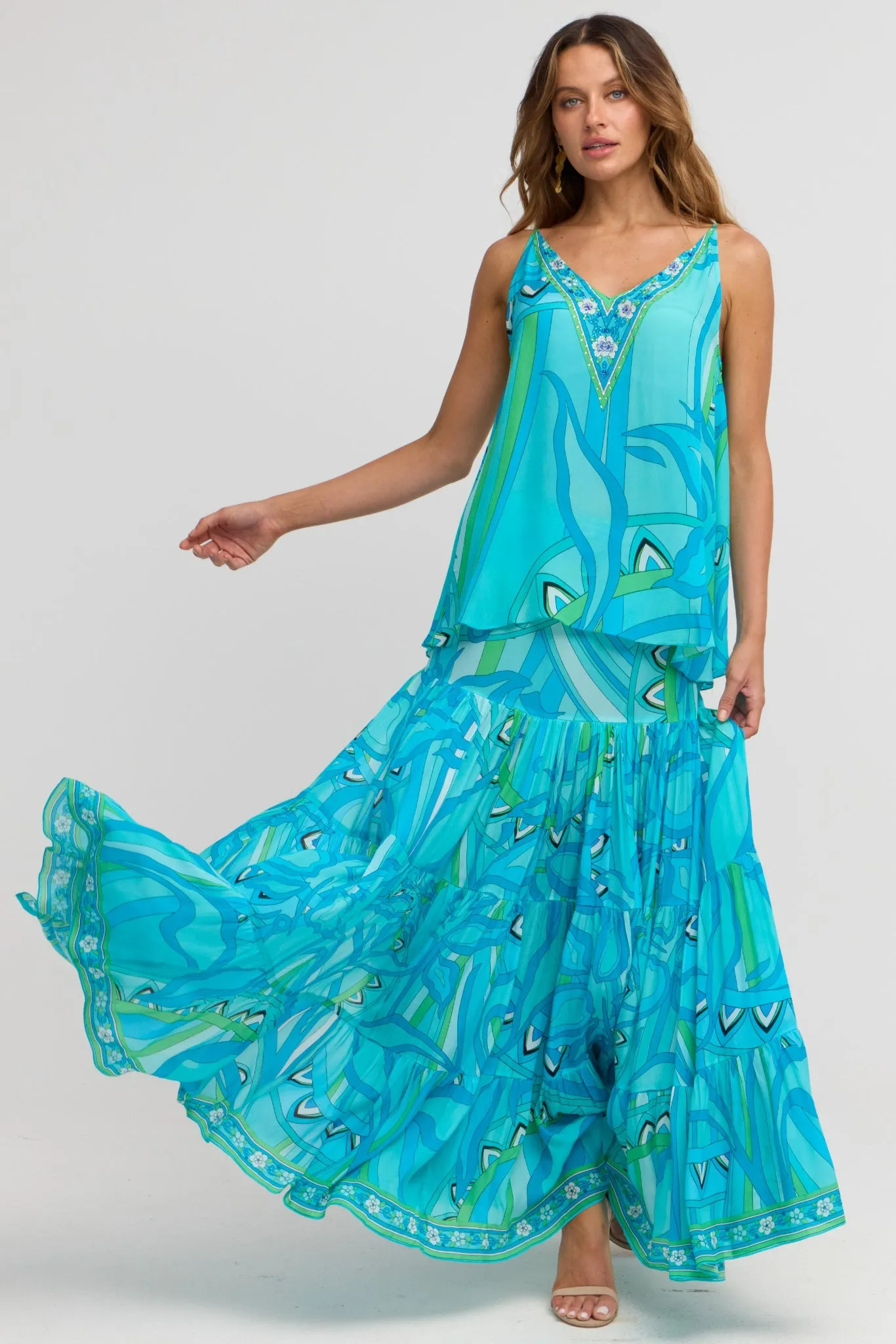 Oceanic Blues Max Skirt w Side Slit sold by Czarina product image thumbnail 2