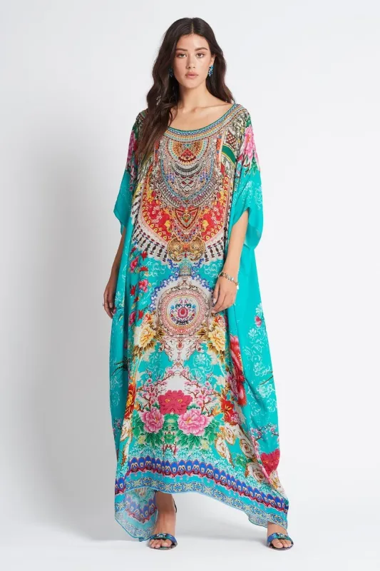 Once In A Blue Moon Round-Neck Long Kaftan sold by Czarina