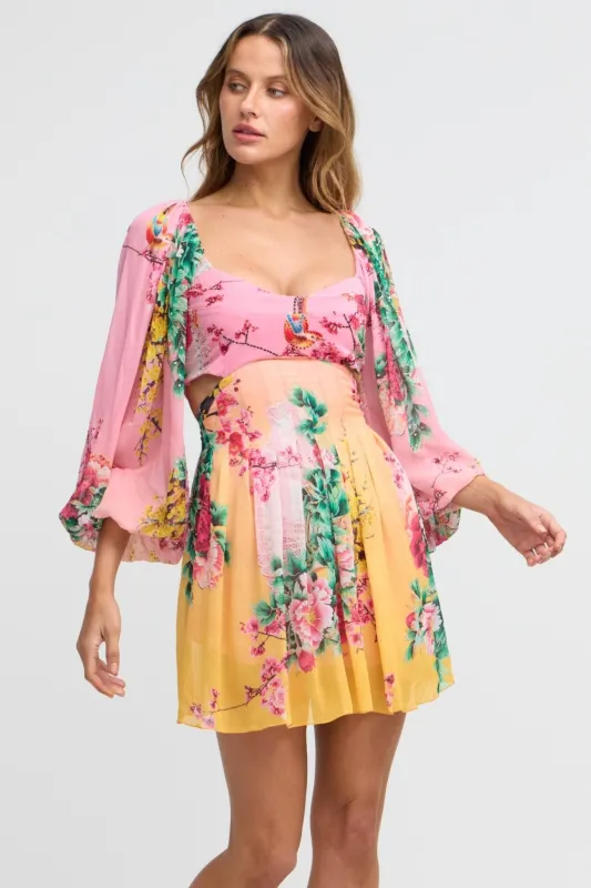 Summer Sunrise Mini Dress w Sleeves sold by Czarina