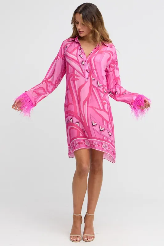 Pink Passion Short Dress w Feathers sold by Czarina