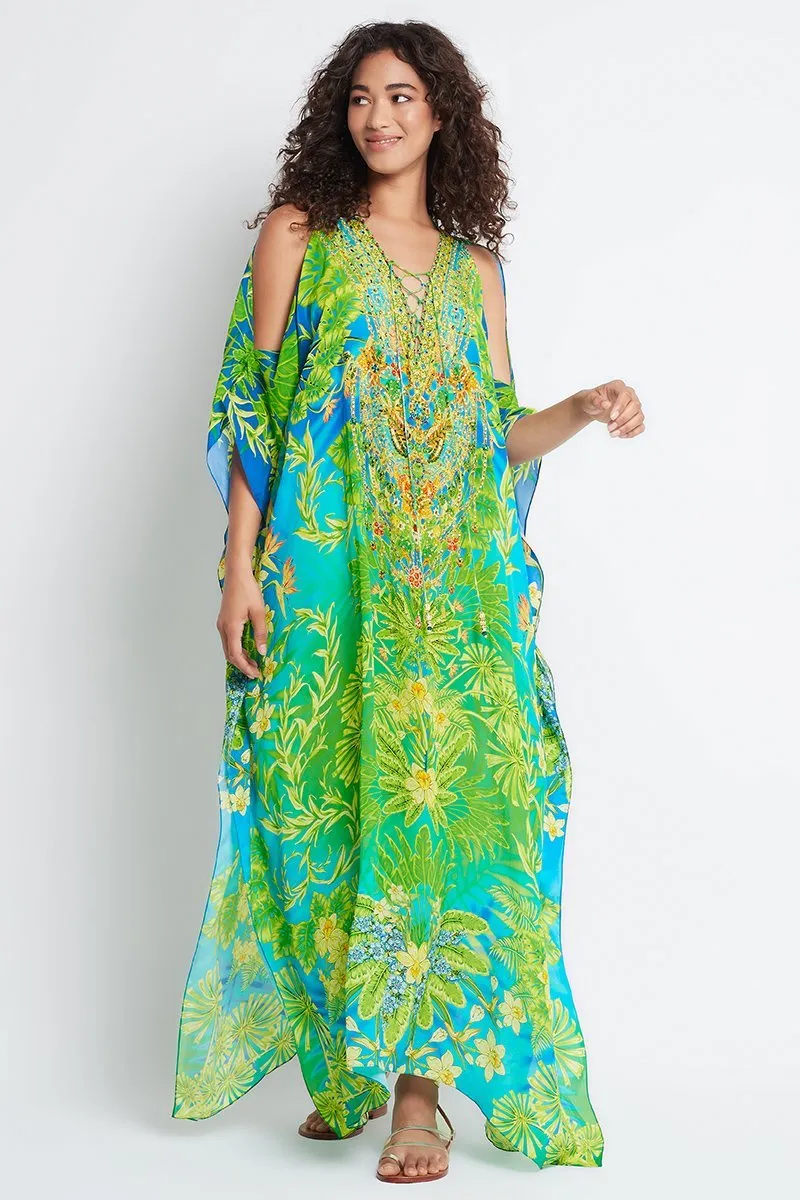 Between The Raindrops Long Kaftan W Slit sold by Czarina