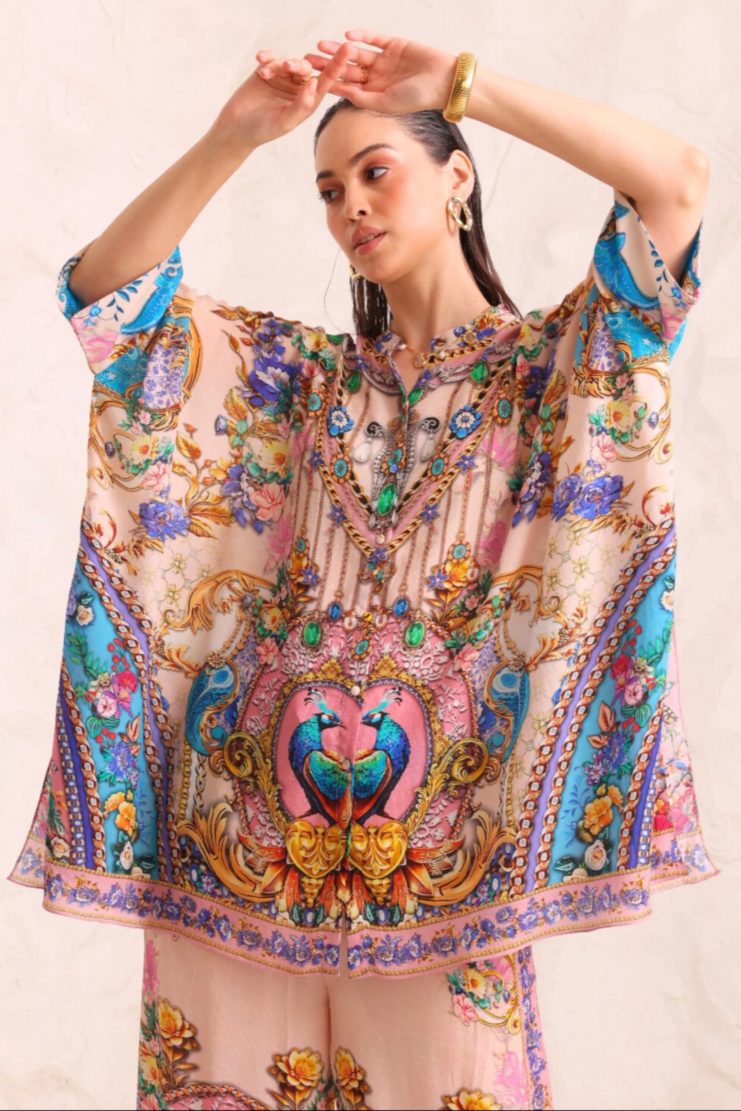 Peacock Dreams Kaftan Top w Sleeves sold by Czarina product image thumbnail 5