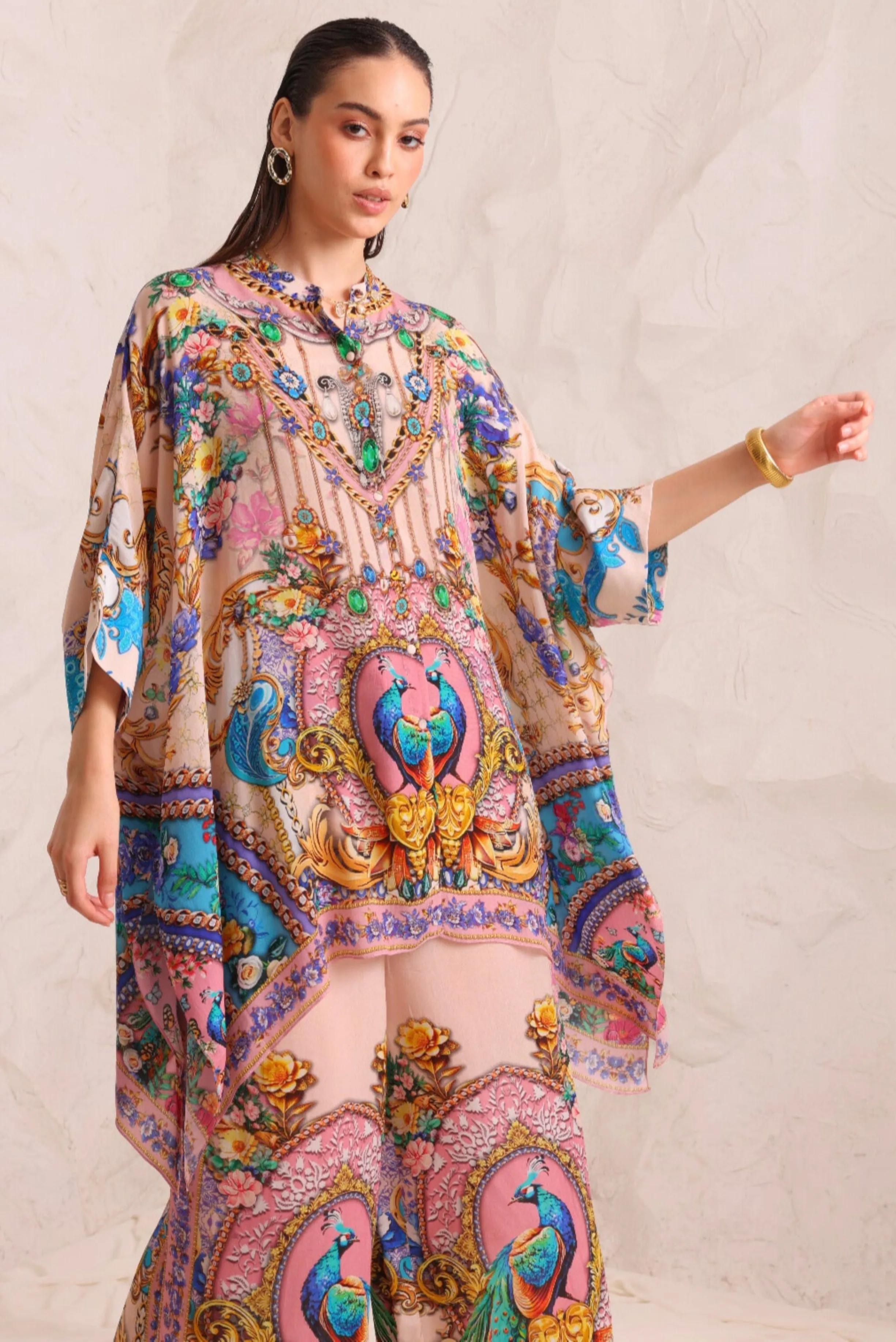Peacock Dreams Kaftan Top w Sleeves sold by Czarina product image thumbnail 3