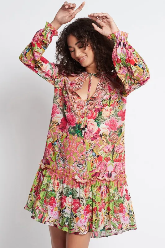Every Flower Blossoms Short Dress W Faux Bell Sleeve sold by Czarina
