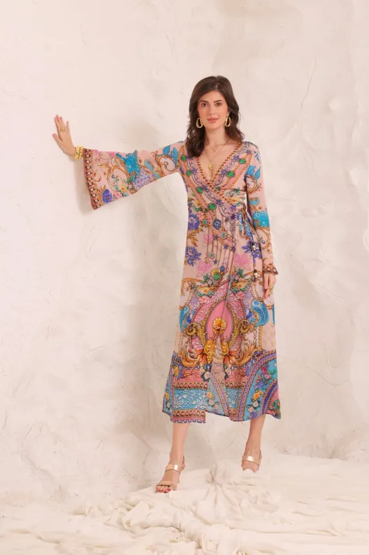 Peacock Dreams Wrap Dress sold by Czarina