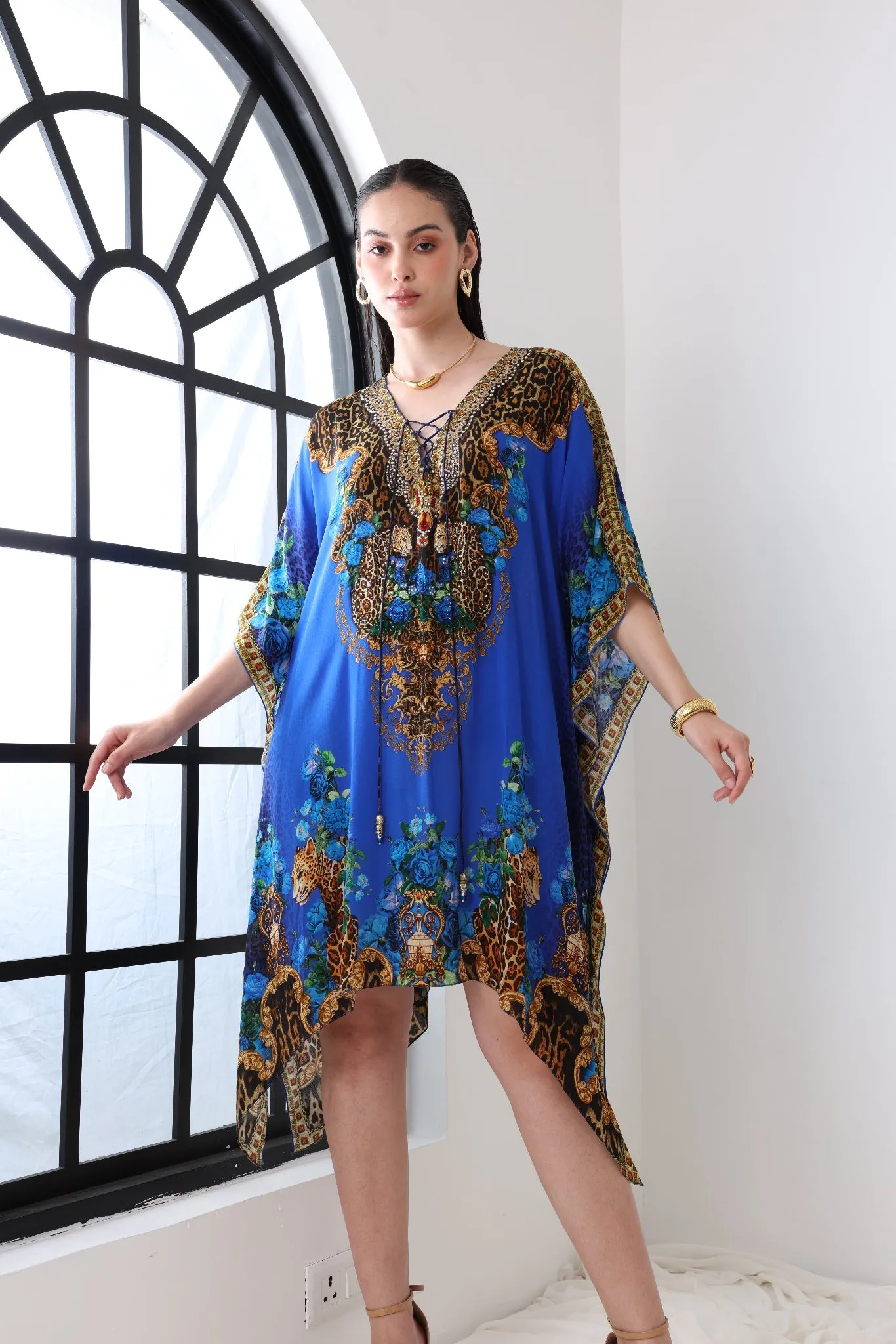 BLUE LEOPARDESS SHORT KAFTAN sold by Czarina product image thumbnail 5