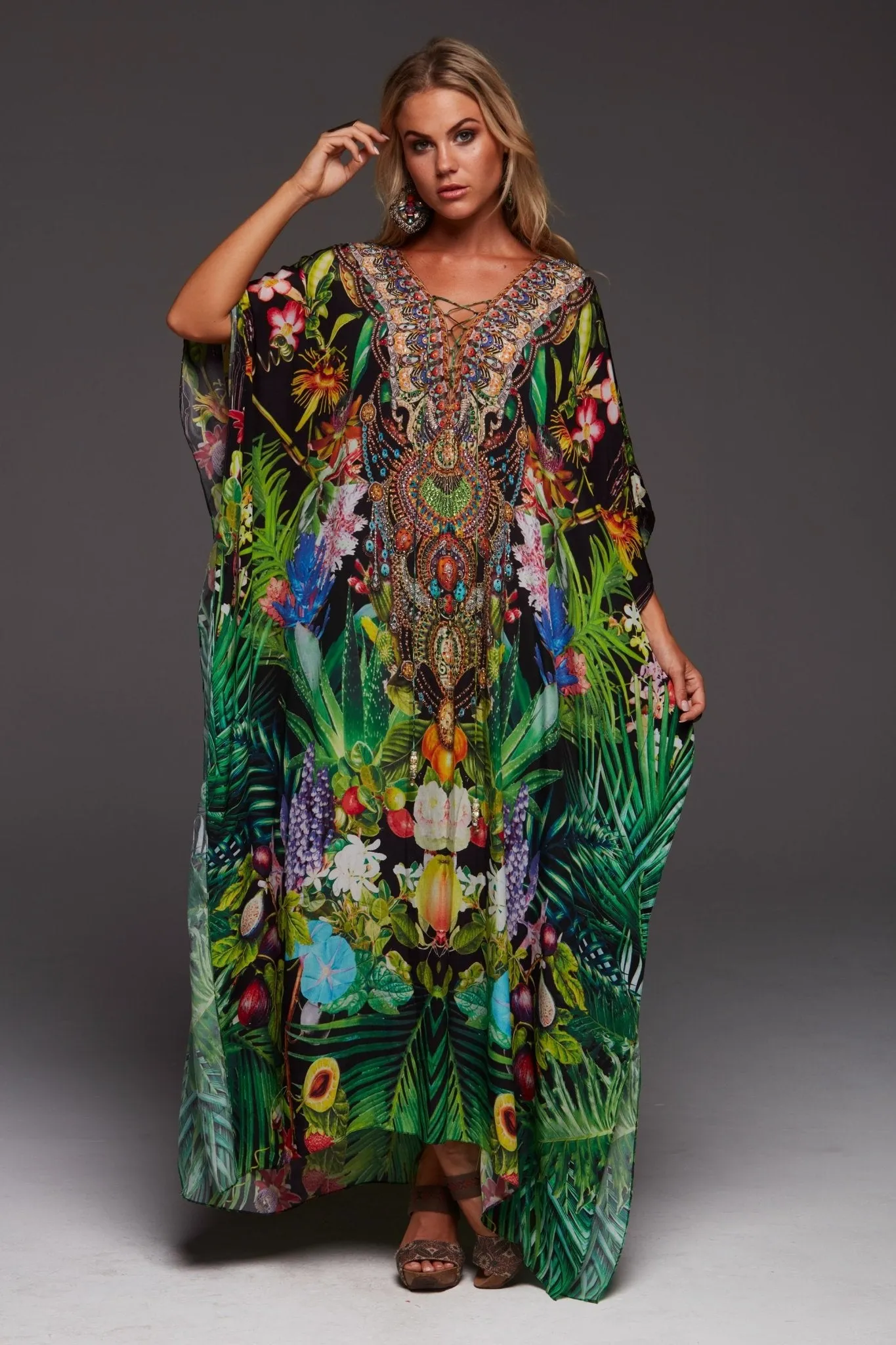 Tropical Love Long Kaftan sold by Czarina