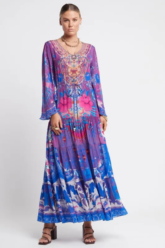 IT'S A FEELING V-NECK TIER MAXI DRESS made by Czarina