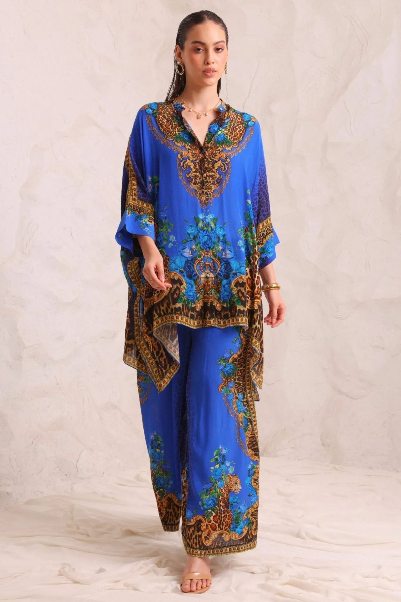 BLUE LEOPARDESS KAFTAN TOP W SLEEVES sold by Czarina product image thumbnail 5