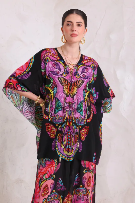 MIDNIGHT WINGS KAFTAN TOP made by Czarina