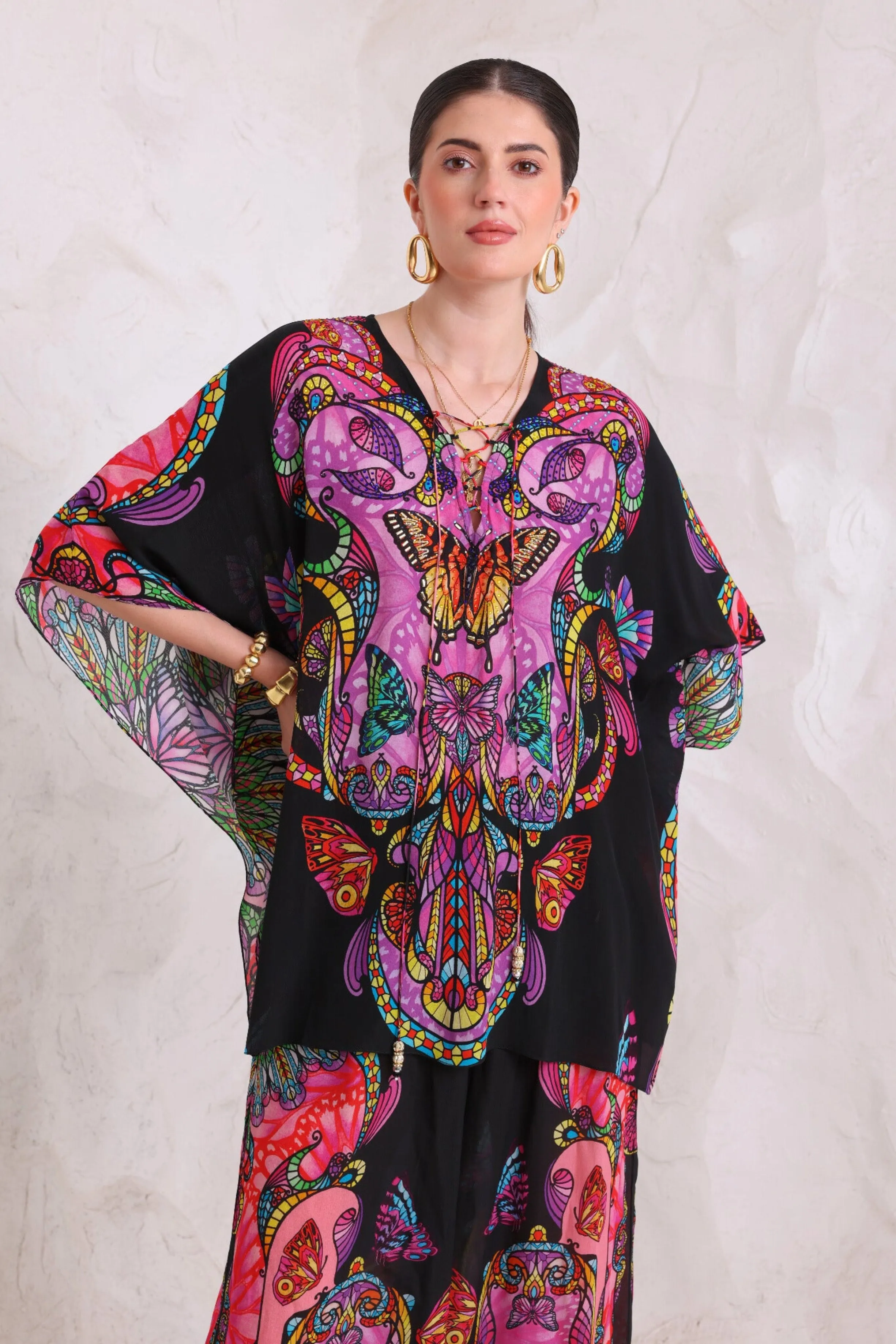 MIDNIGHT WINGS KAFTAN TOP sold by Czarina