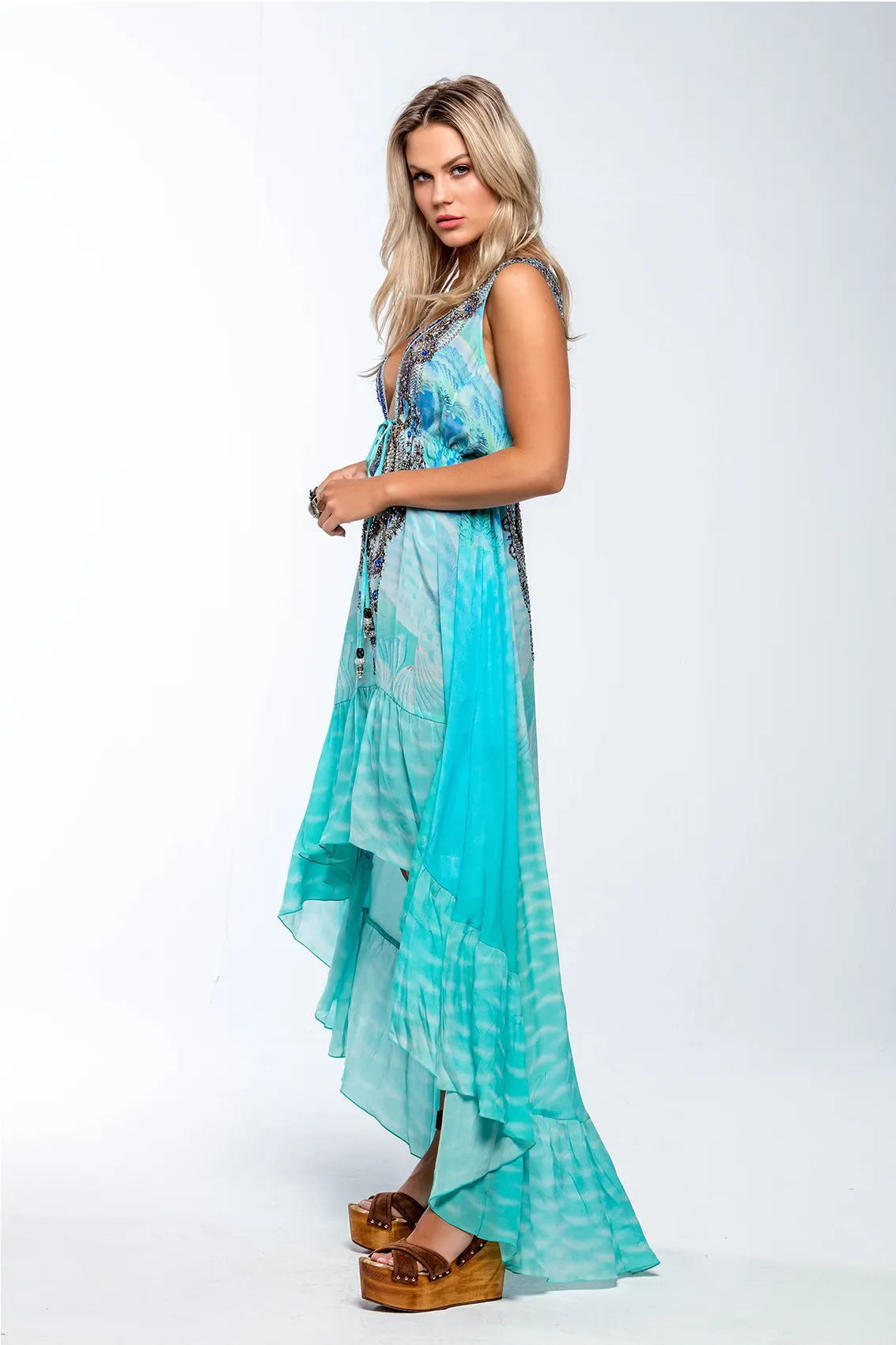 Feel The Breeze V-Neck Hi Low Dress sold by Czarina product image thumbnail 4