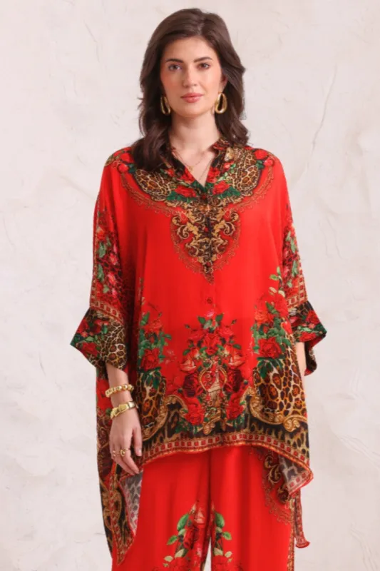 LEOPARDESS KAFTAN TOP W SLEEVES made by Czarina