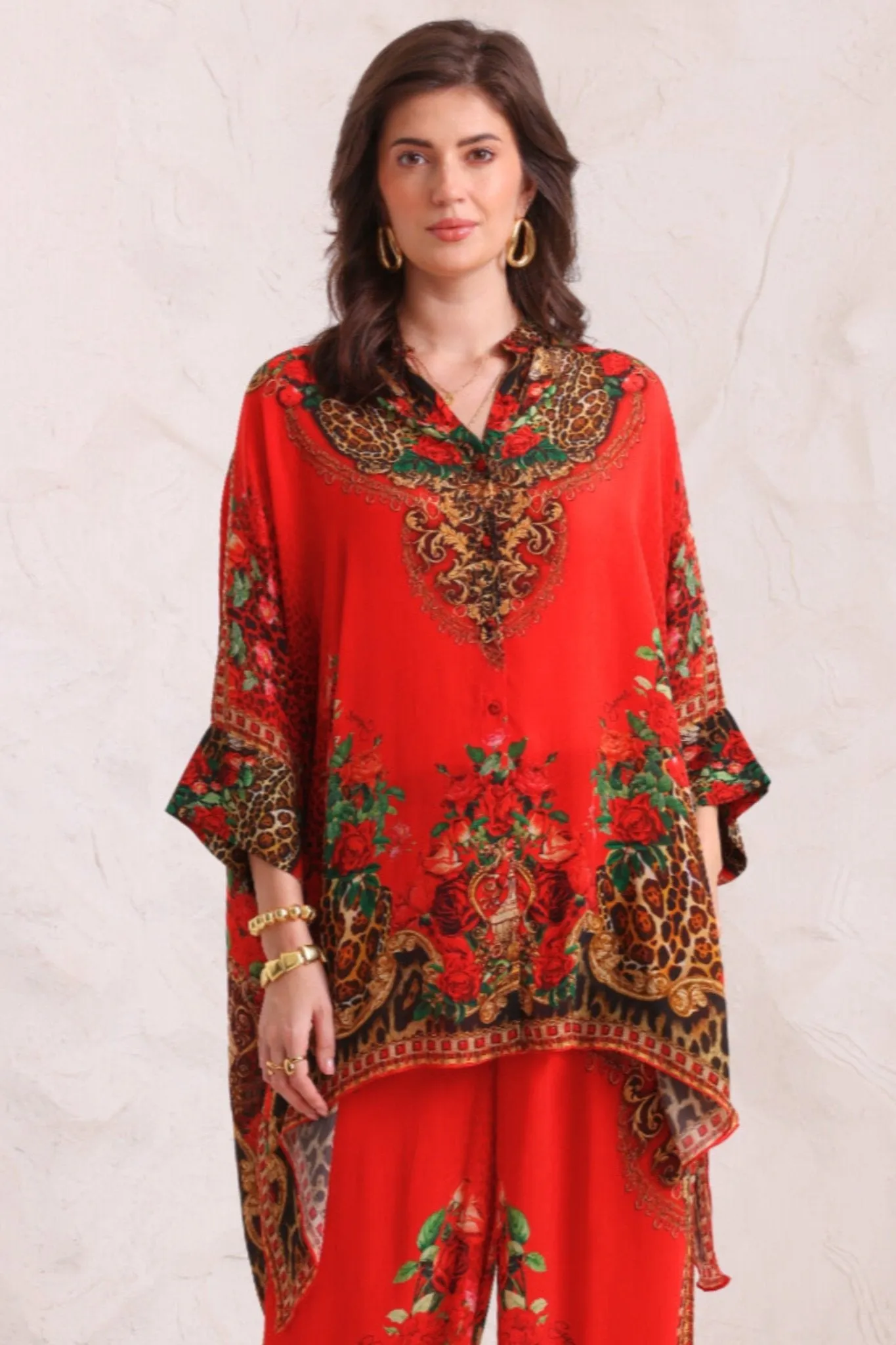 LEOPARDESS KAFTAN TOP W SLEEVES sold by Czarina