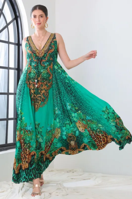 EMERALD LEOPARDESS MAXI DRESS sold by Czarina