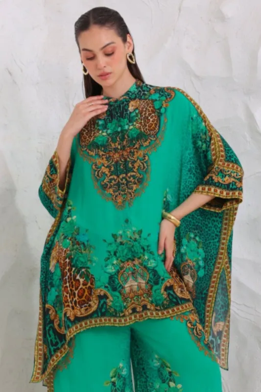 EMERALD LEOPARDESS KAFTAN TOP W SLEEVES sold by Czarina