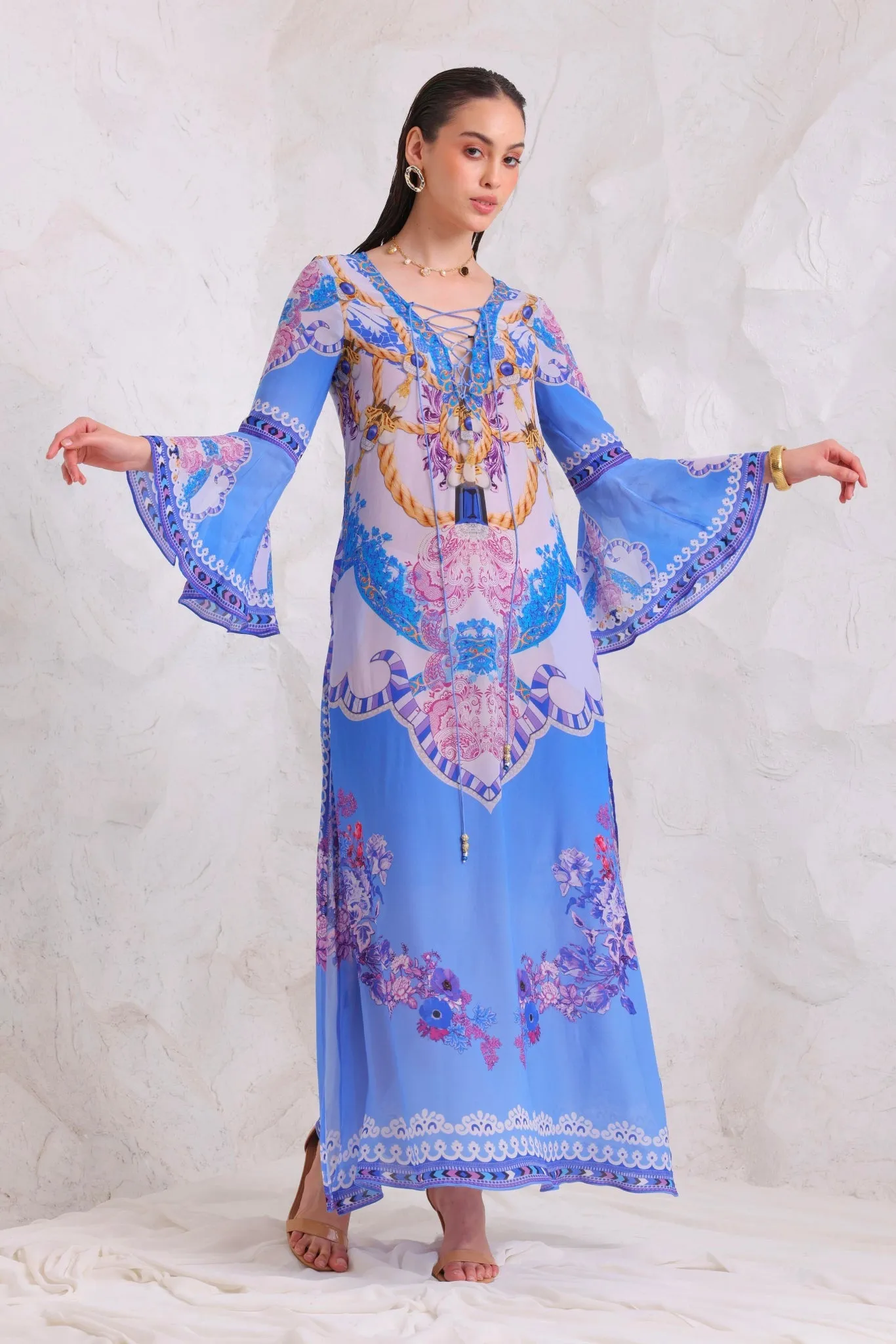 PURPLE PEARLS MAXI DRESS W SLEEVES sold by Czarina product image thumbnail 4
