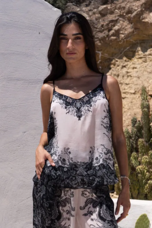 BLACK PAISLEY CAMI TOP sold by Czarina