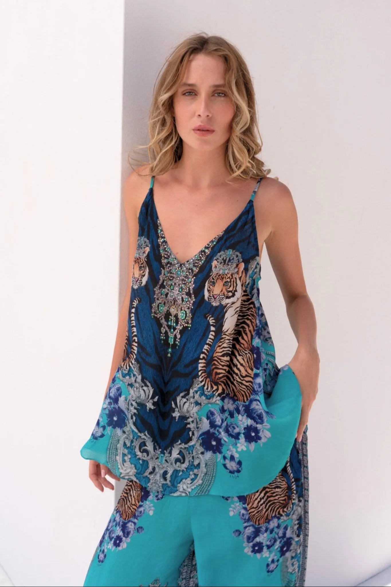BLUE TIGRESS CAMI TOP sold by Czarina