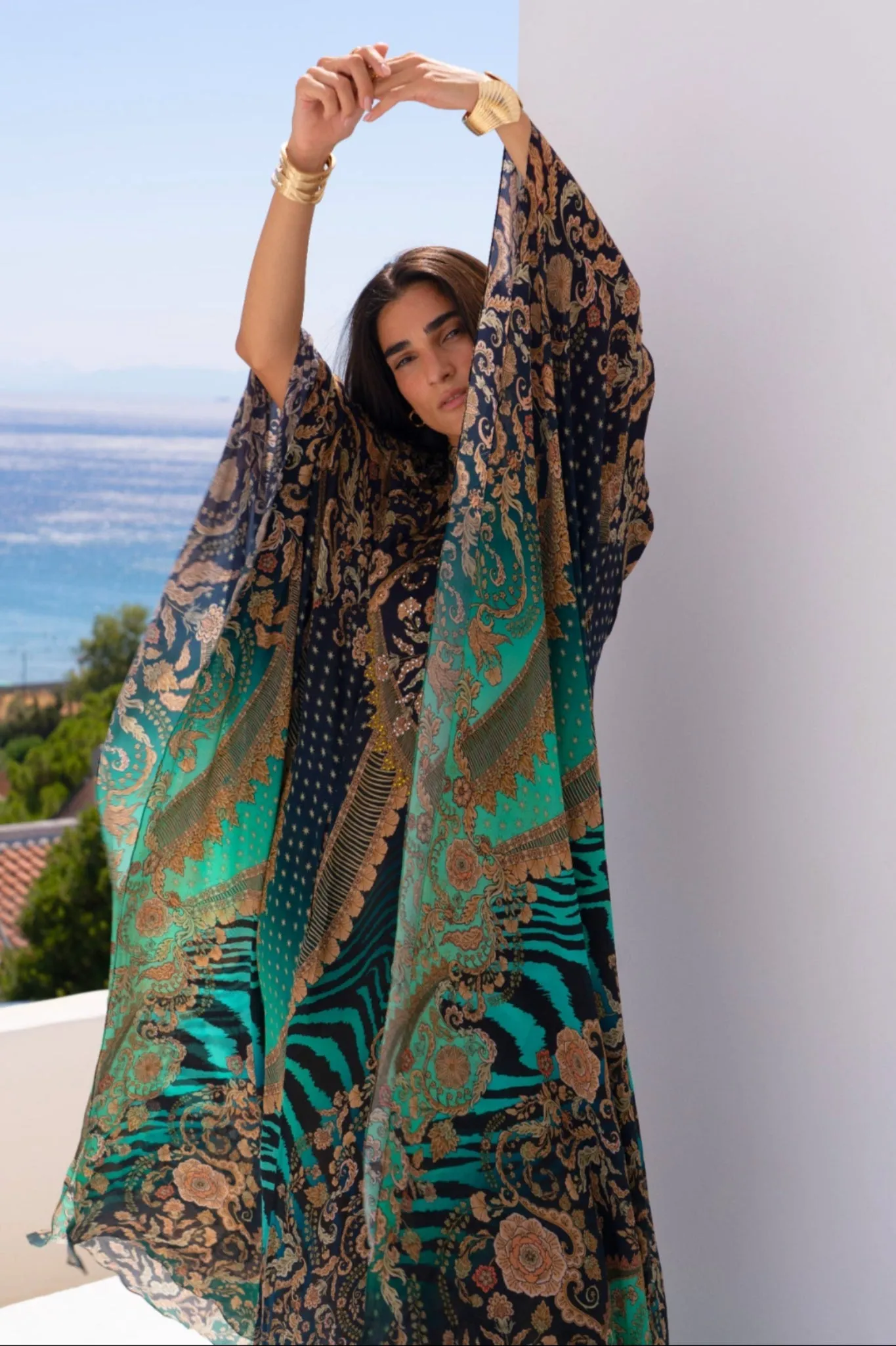 EMERALD EMPRESS HI-NECK MAXI KAFTAN sold by Czarina product image thumbnail 4