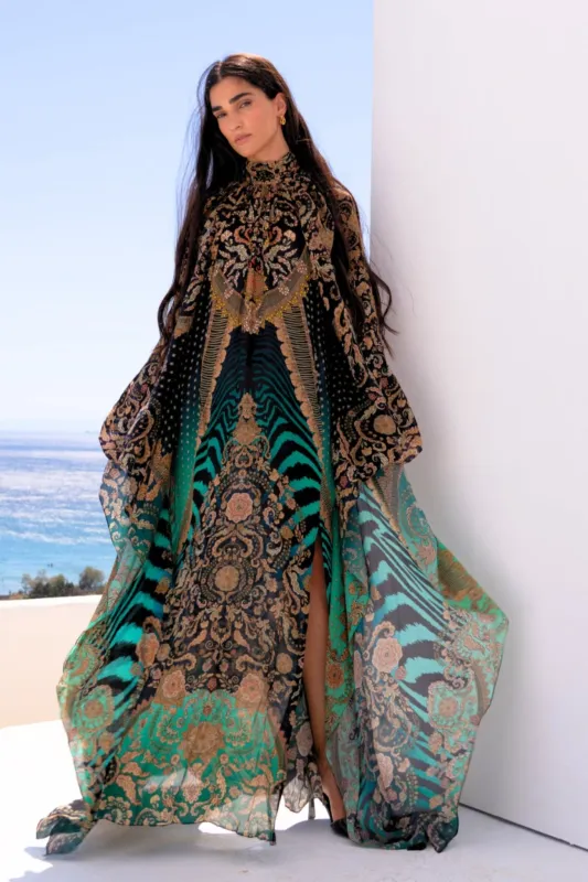 EMERALD EMPRESS HI-NECK MAXI KAFTAN sold by Czarina