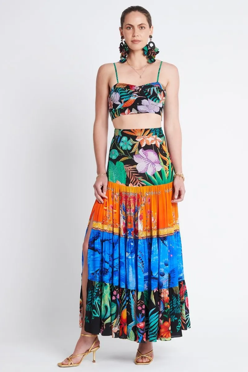 A NIGHT IN RIO UPCYCLED MAXI SKIRT sold by Czarina