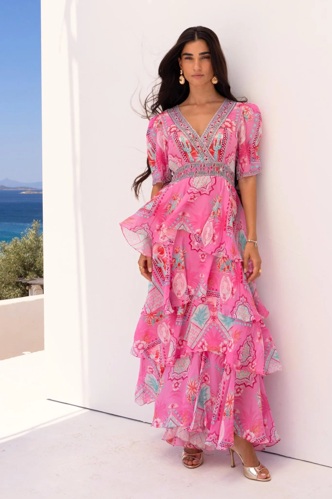 Pink Boho Cross Over Maxi Dress sold by Czarina product image thumbnail 2