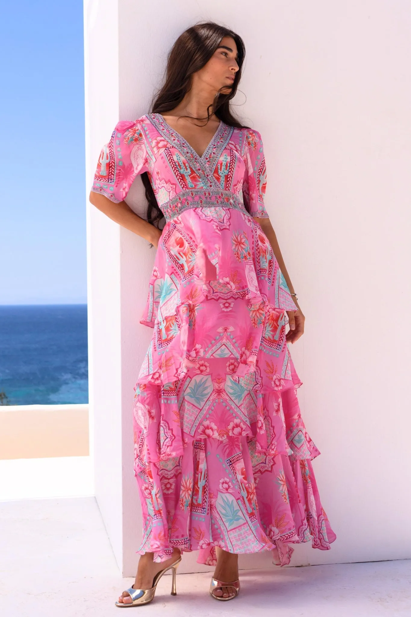 Pink Boho Cross Over Maxi Dress sold by Czarina