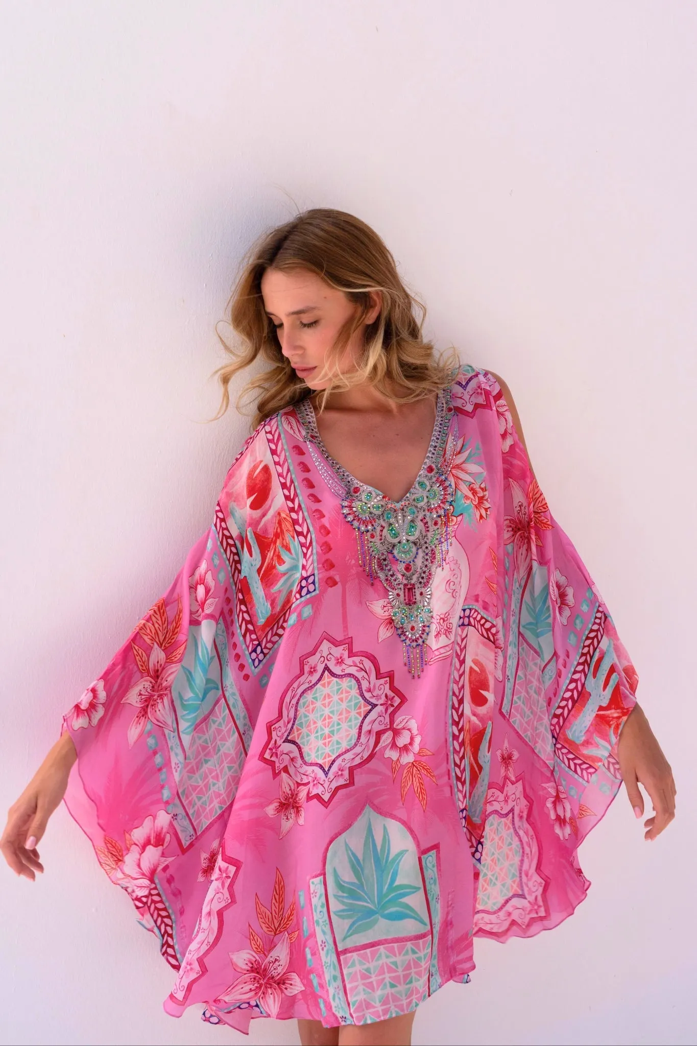 Pink Boho Kaftan Dress sold by Czarina product image thumbnail 3