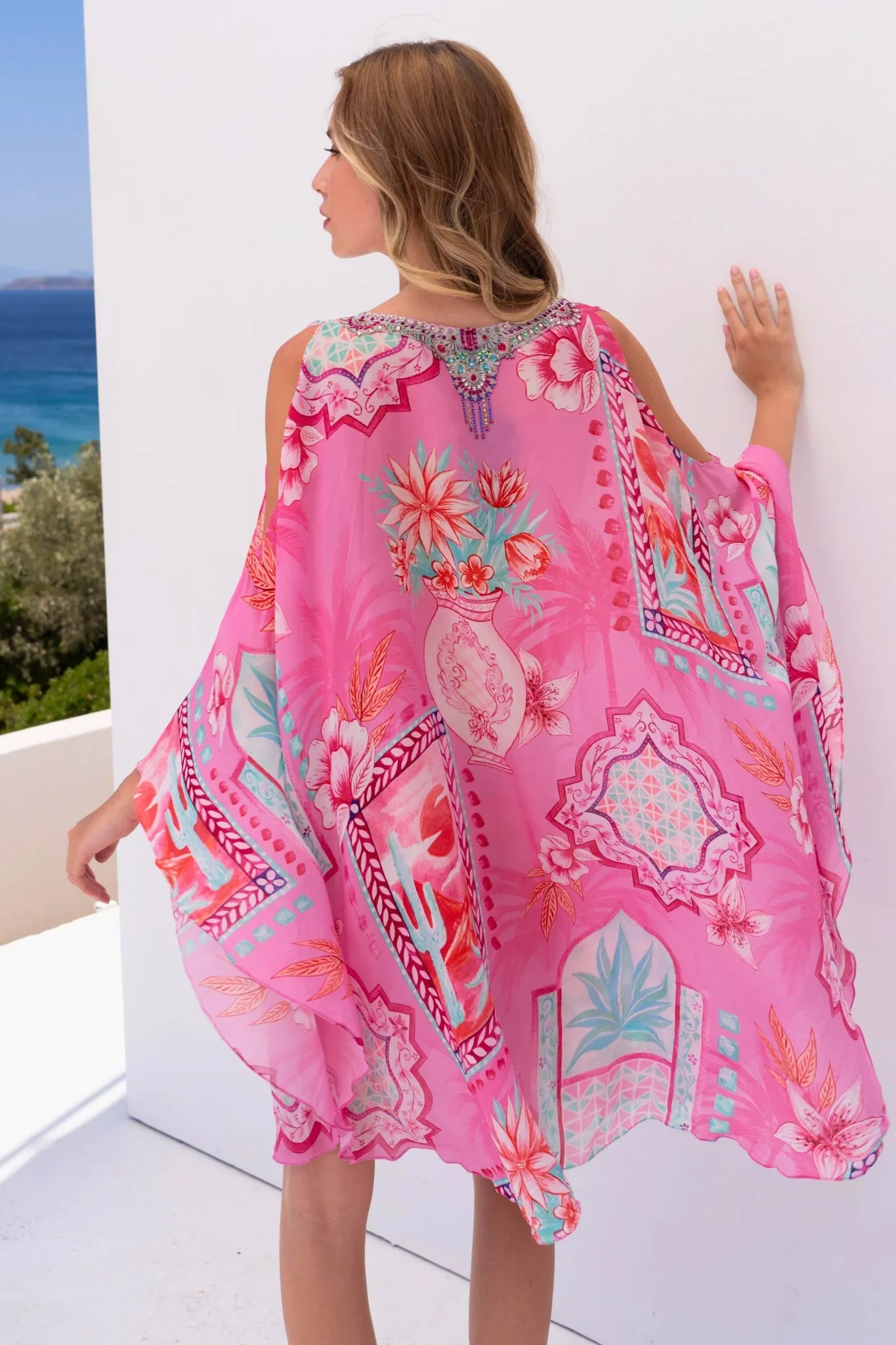 Pink Boho Kaftan Dress sold by Czarina product image thumbnail 4