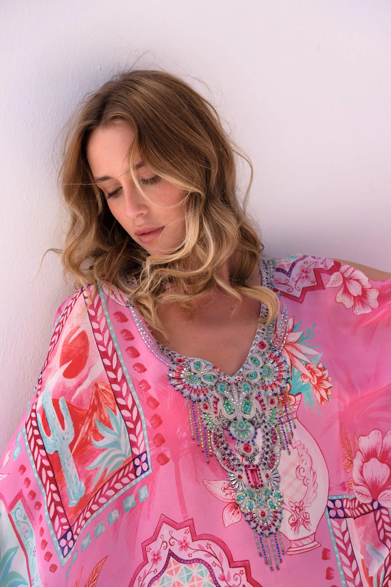 Pink Boho Kaftan Dress sold by Czarina product image thumbnail 2