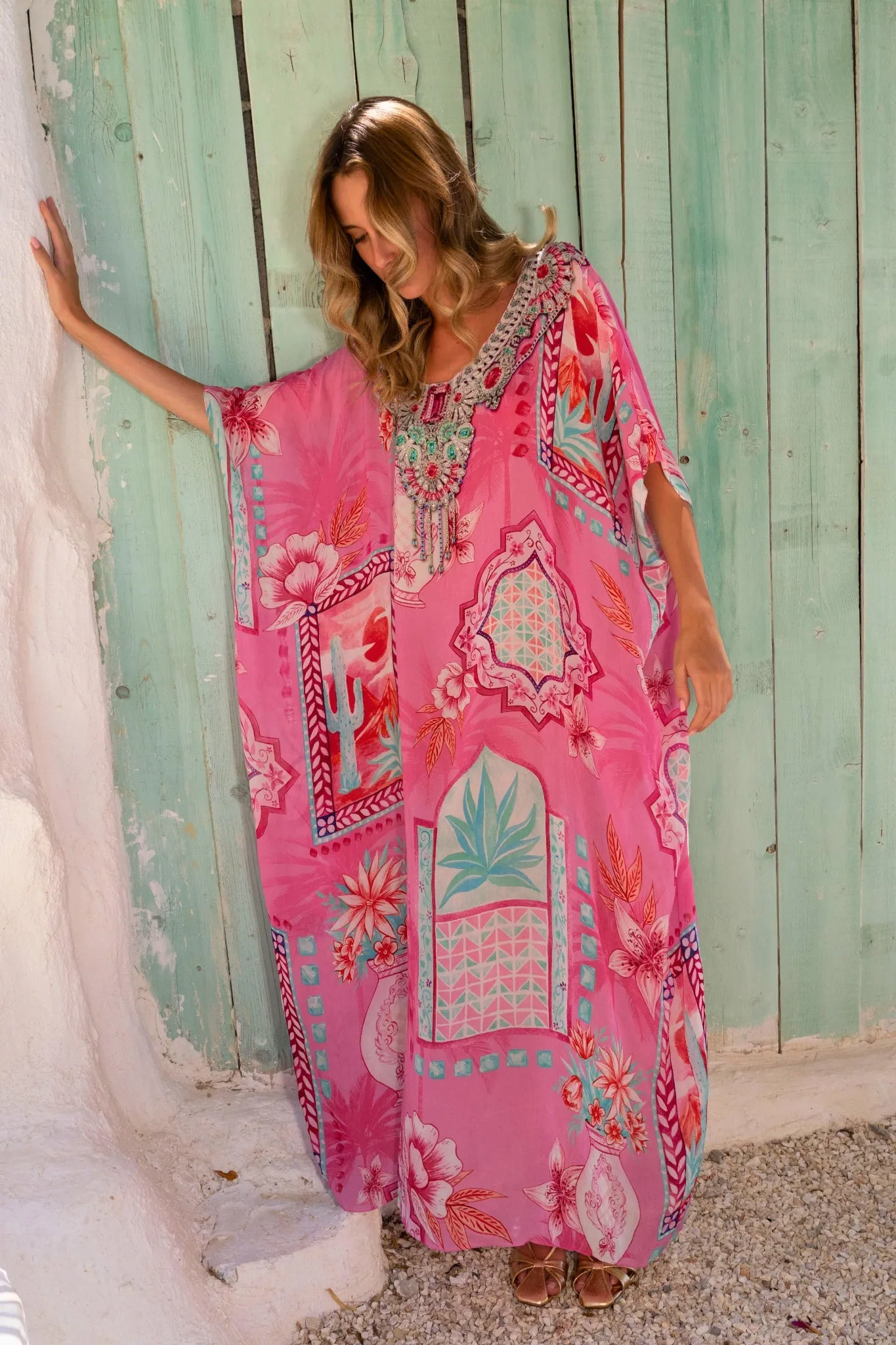 Pink Boho R-N Long Kaftan sold by Czarina product image thumbnail 5