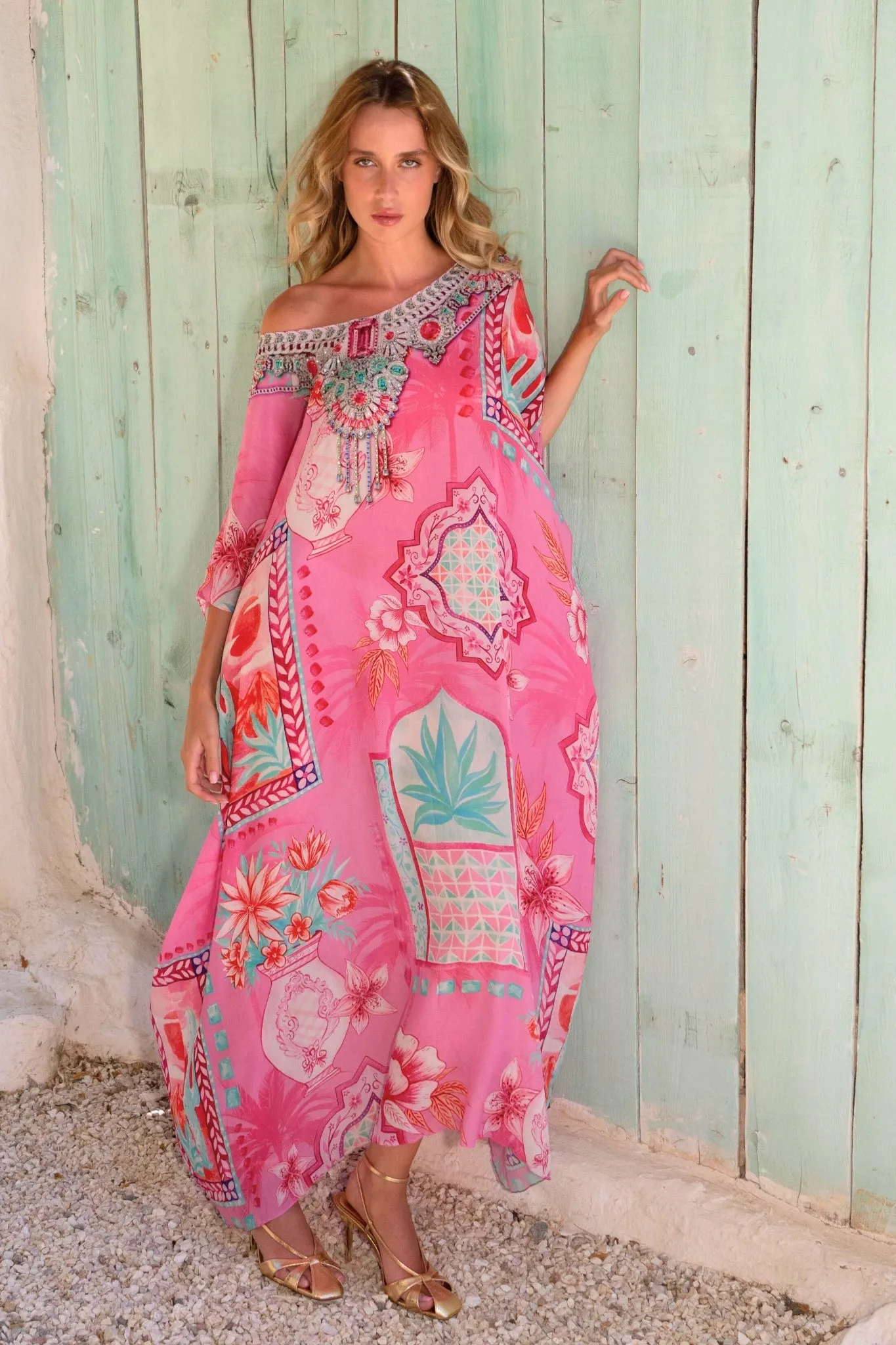 Pink Boho R-N Long Kaftan sold by Czarina product image thumbnail 3