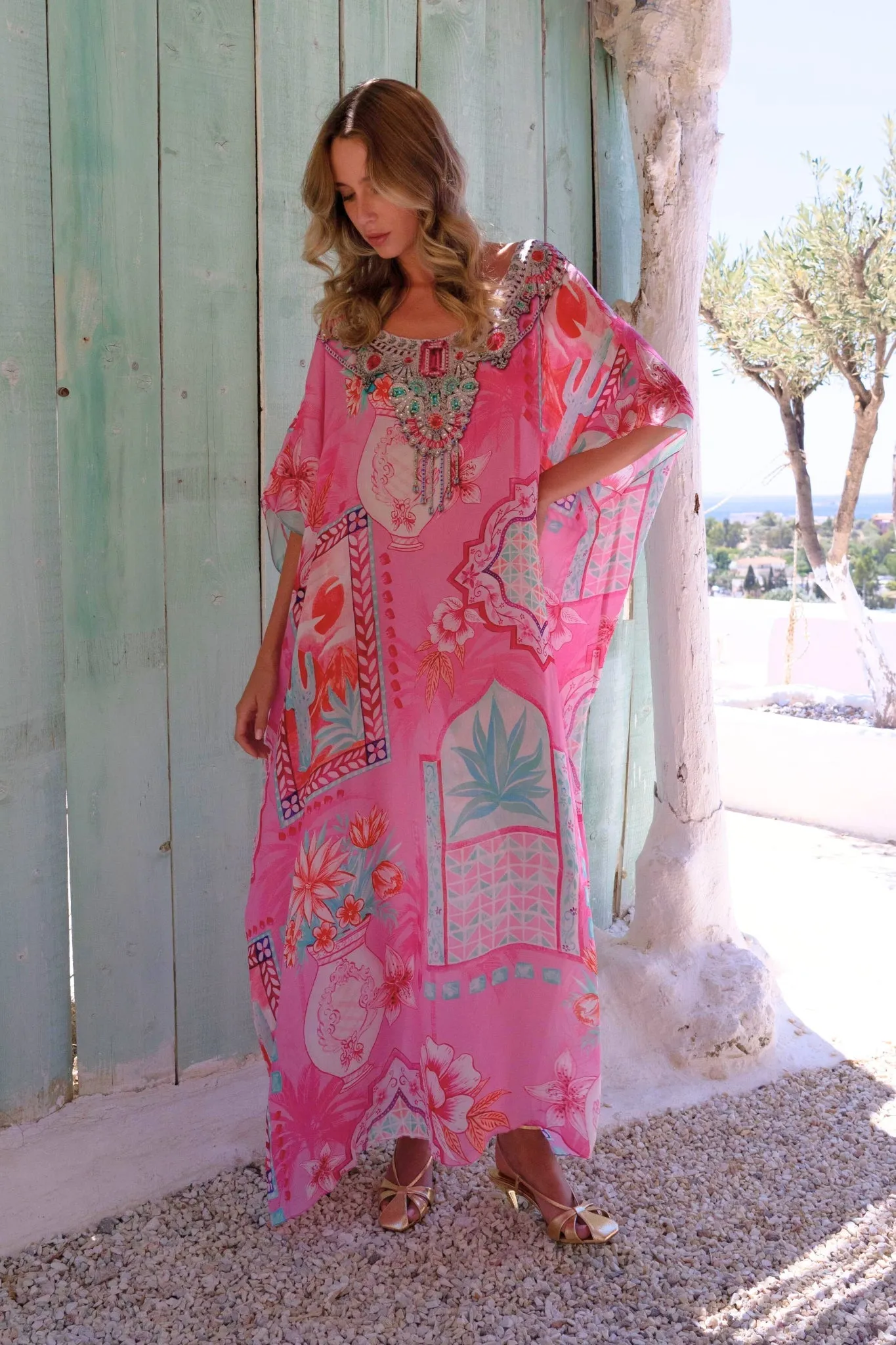 Pink Boho R-N Long Kaftan sold by Czarina product image thumbnail 4