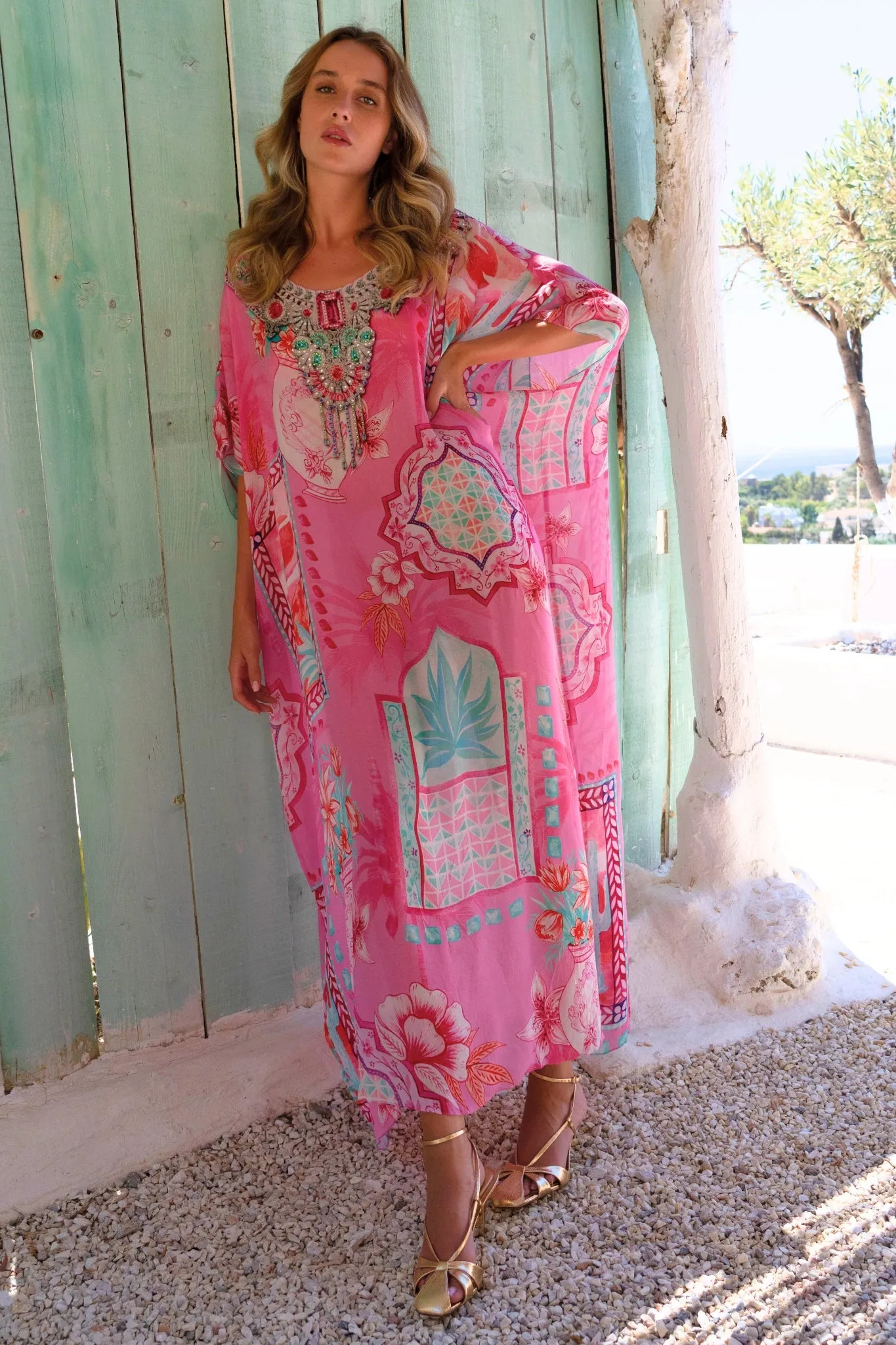 Pink Boho R-N Long Kaftan sold by Czarina product image thumbnail 2