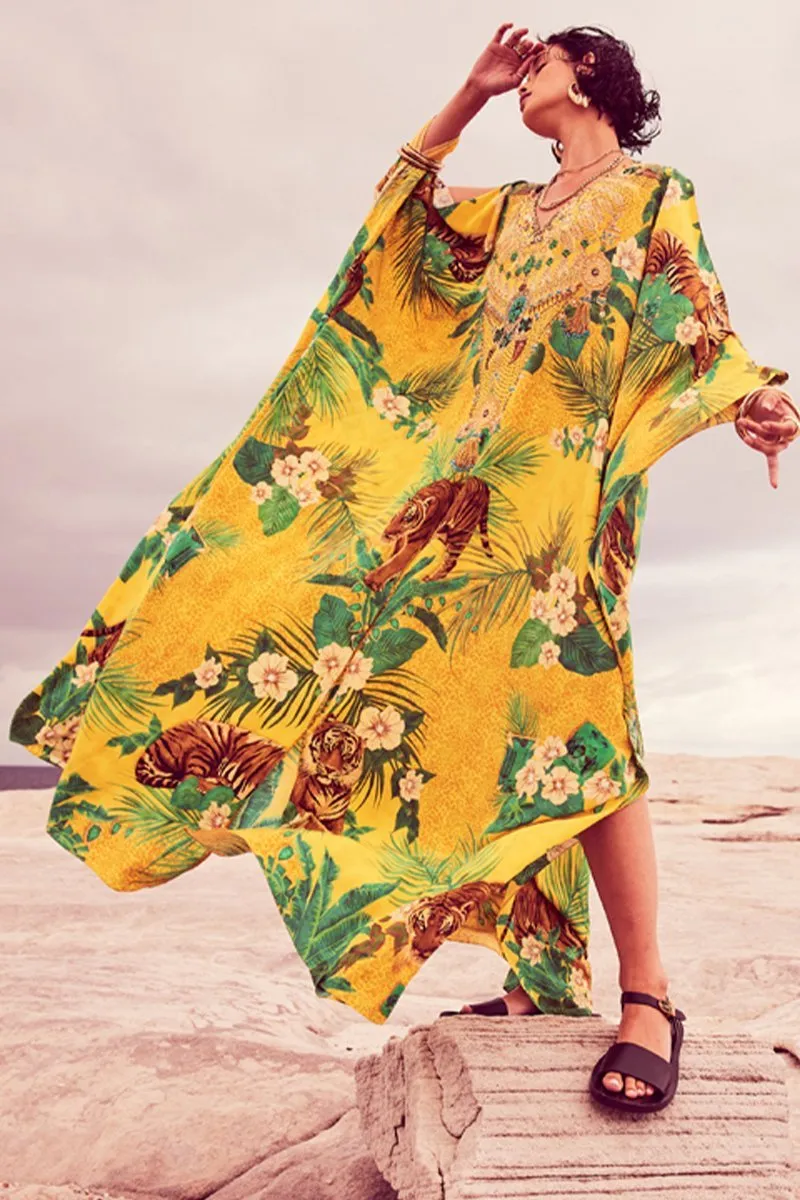 TROPICAL TIGRESS BIG WIDTH 100% SILK KAFTAN sold by Czarina product image thumbnail 4