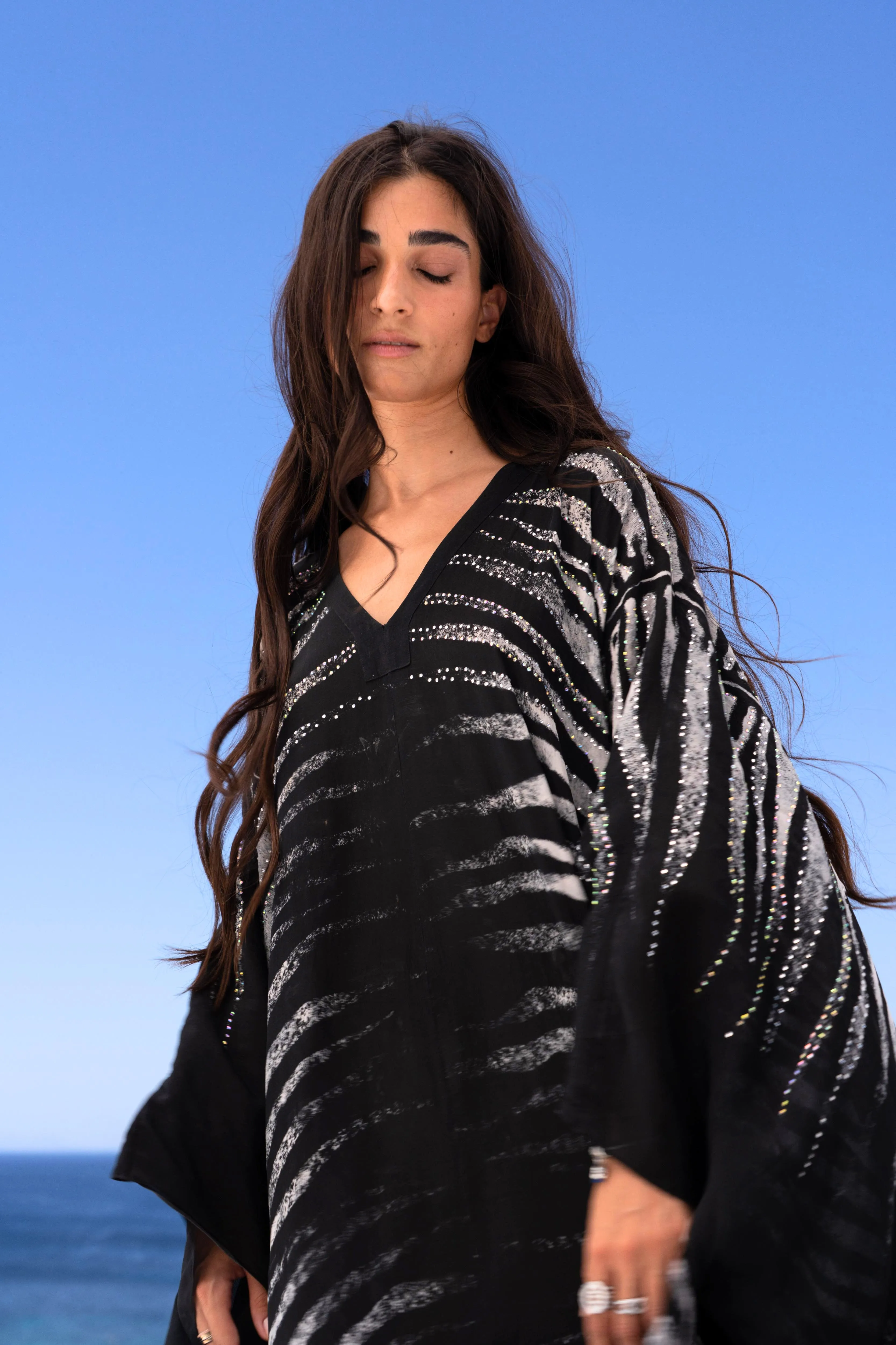 AEGEAN NIGHTS V NECK MAXI KAFTAN sold by Czarina product image thumbnail 3