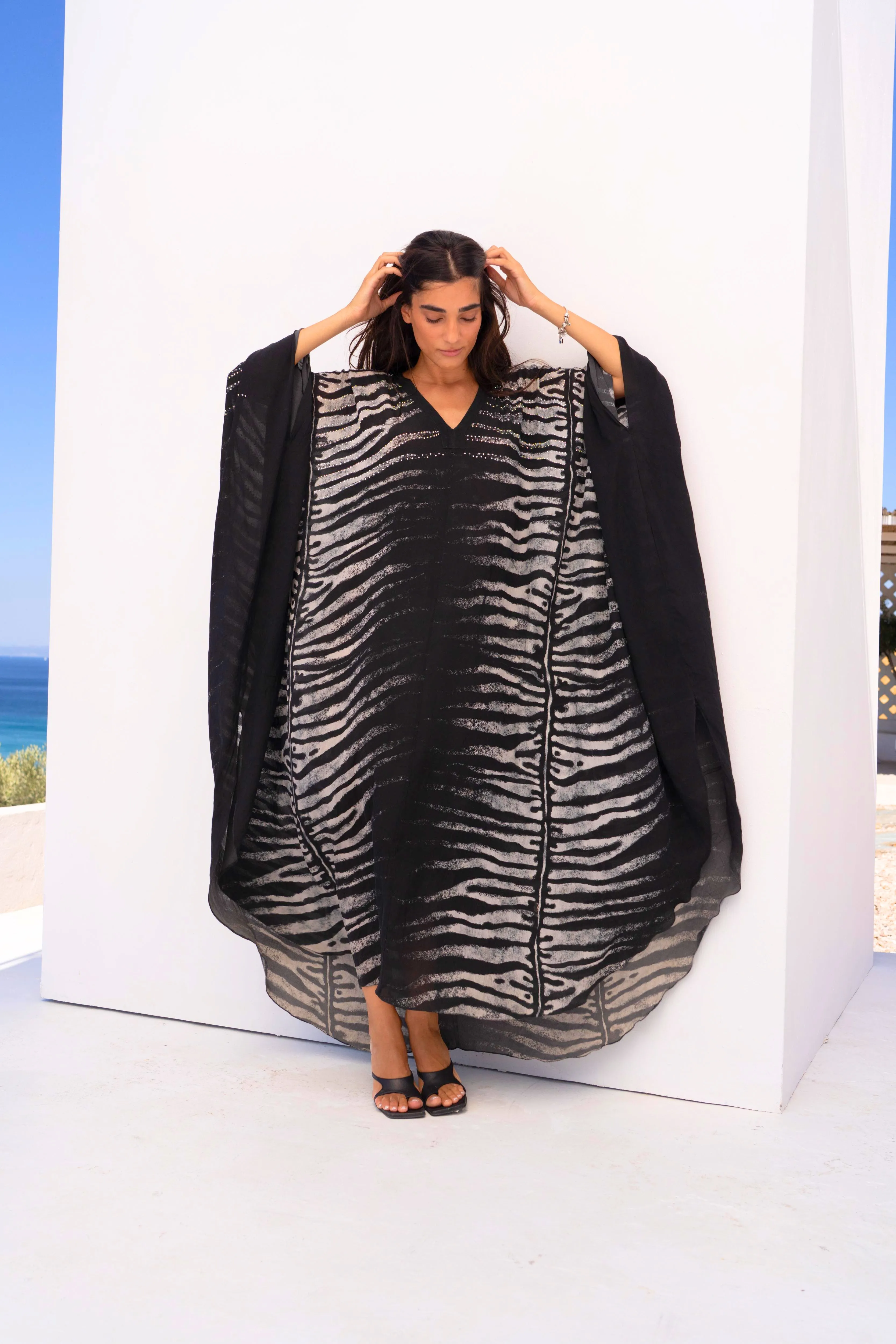 AEGEAN NIGHTS V NECK MAXI KAFTAN sold by Czarina product image thumbnail 5
