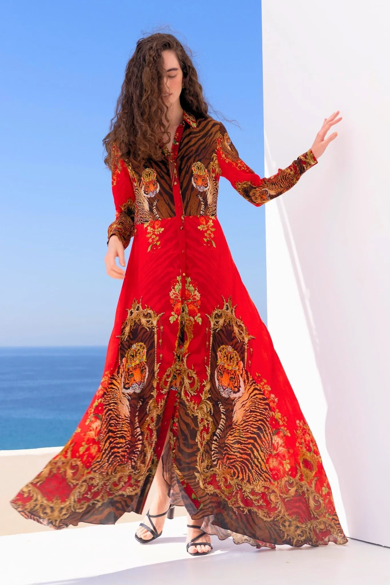TALES OF THE TIGRESS COLLARED MAXI DRESS (PRE-ORDER) sold by Czarina