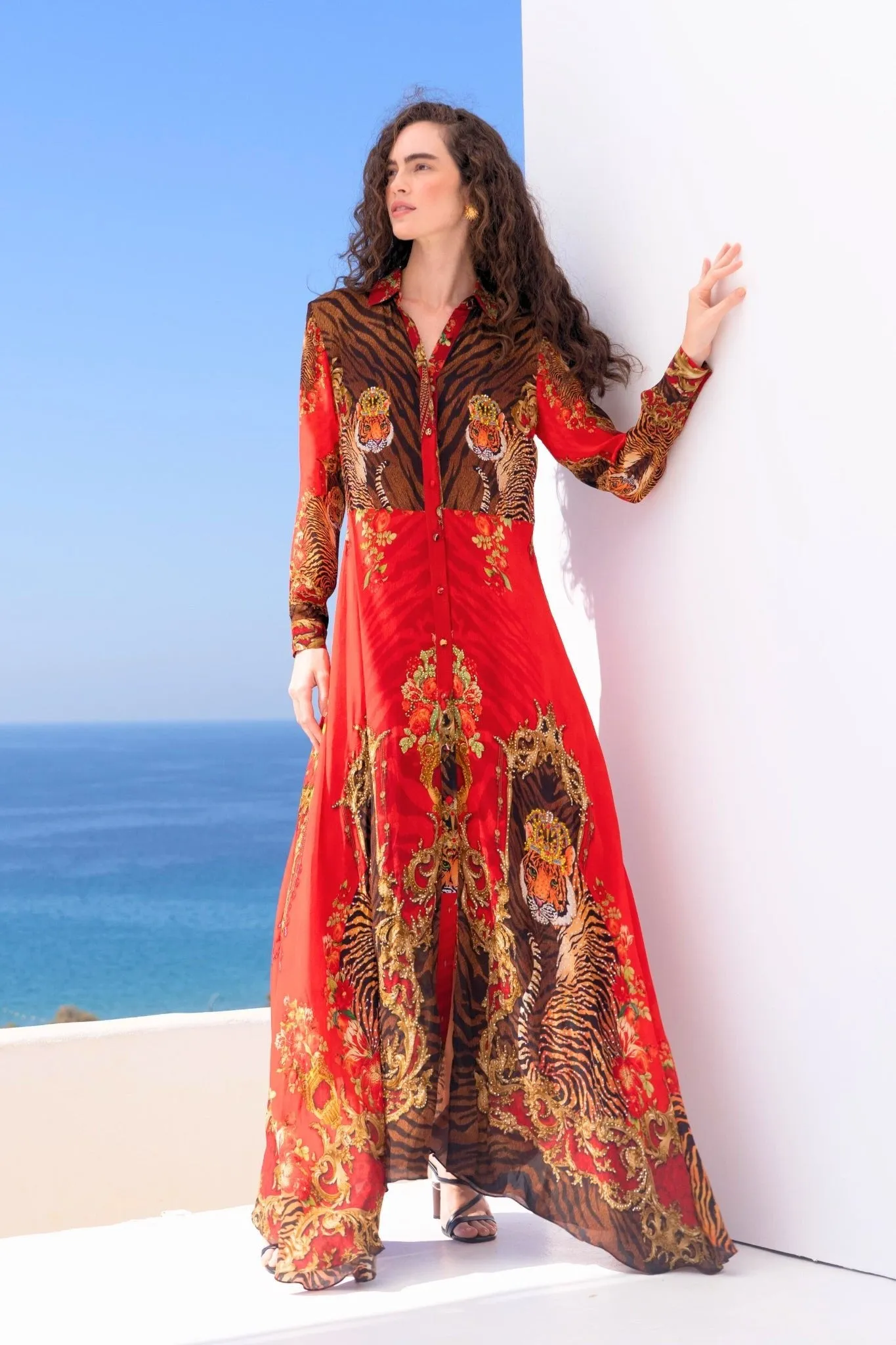 TALES OF THE TIGRESS COLLARED MAXI DRESS (PRE-ORDER) sold by Czarina product image thumbnail 5