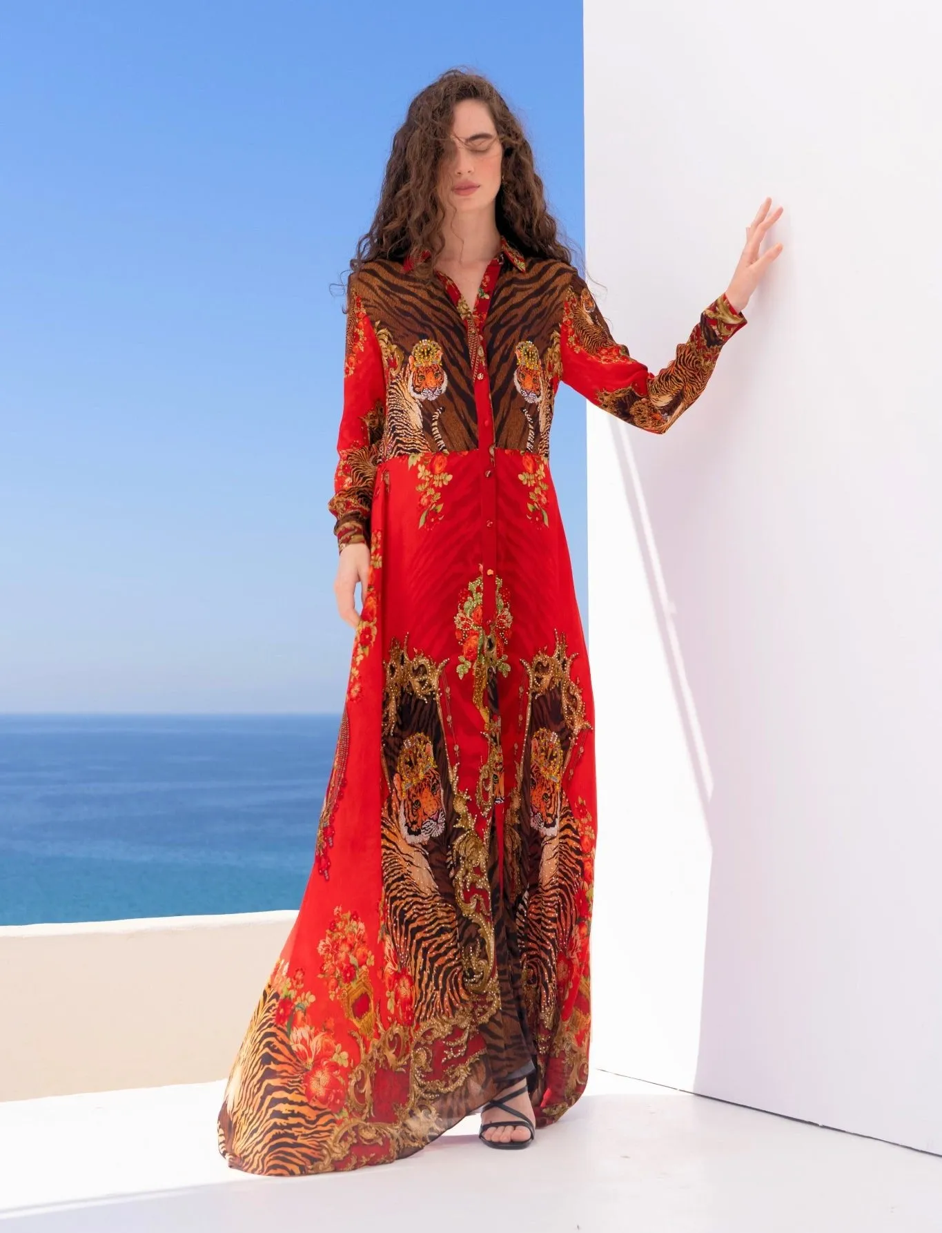 TALES OF THE TIGRESS COLLARED MAXI DRESS (PRE-ORDER) sold by Czarina product image thumbnail 3