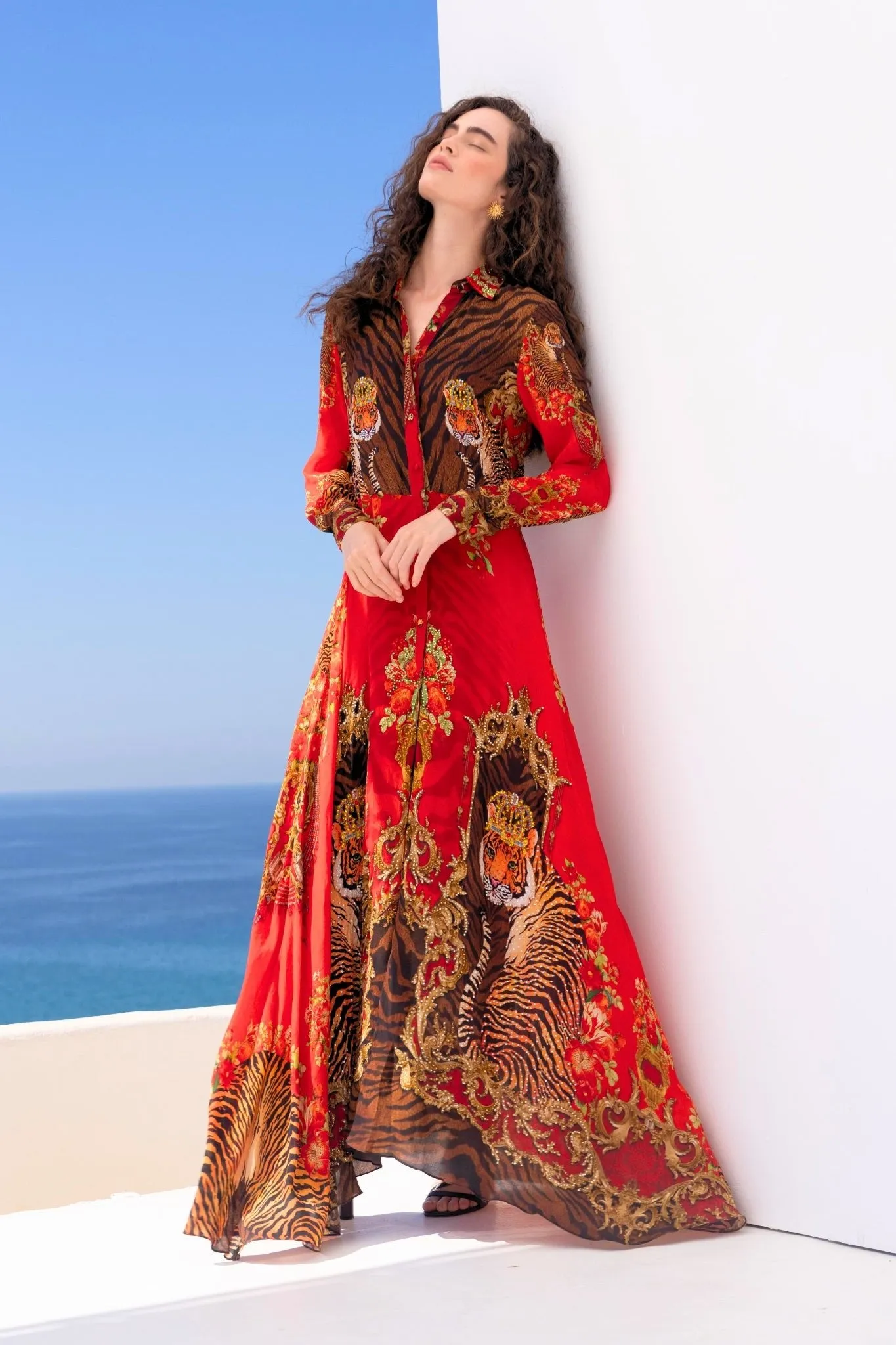 TALES OF THE TIGRESS COLLARED MAXI DRESS (PRE-ORDER) sold by Czarina product image thumbnail 2