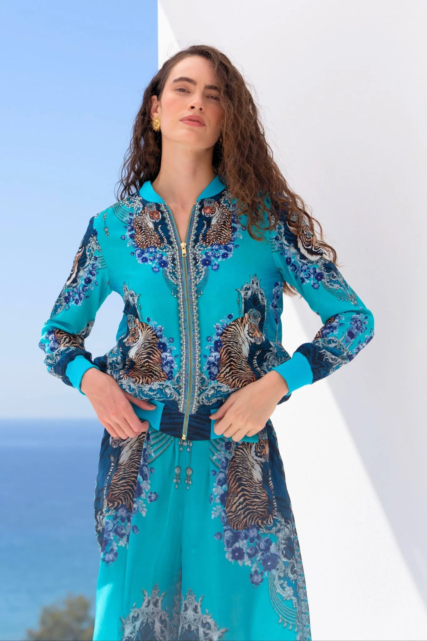 BLUE TIGRESS BOMBER JACKET sold by Czarina