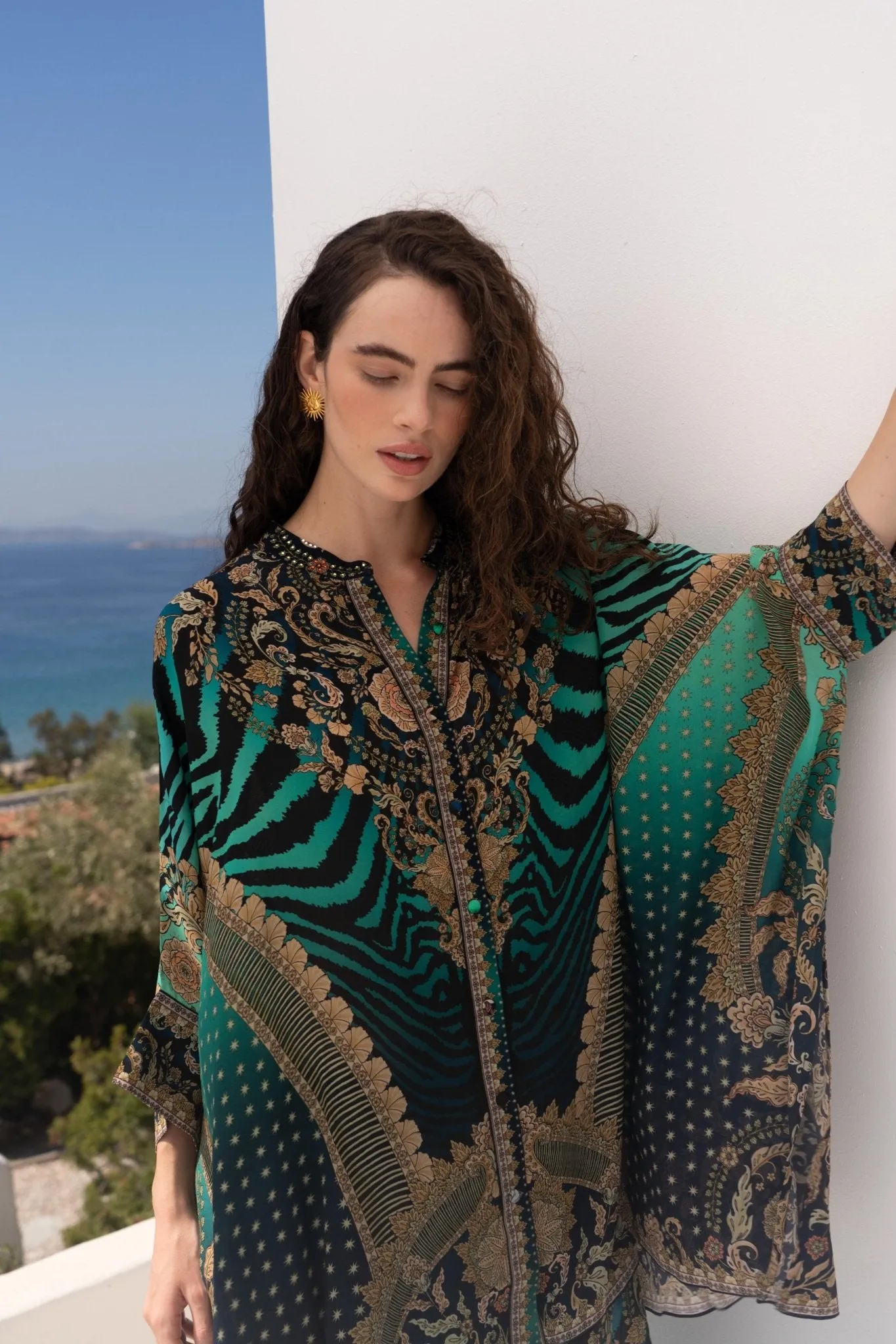 EMERALD EMPRESS KAFTAN TOP W SLEEVES sold by Czarina product image thumbnail 3