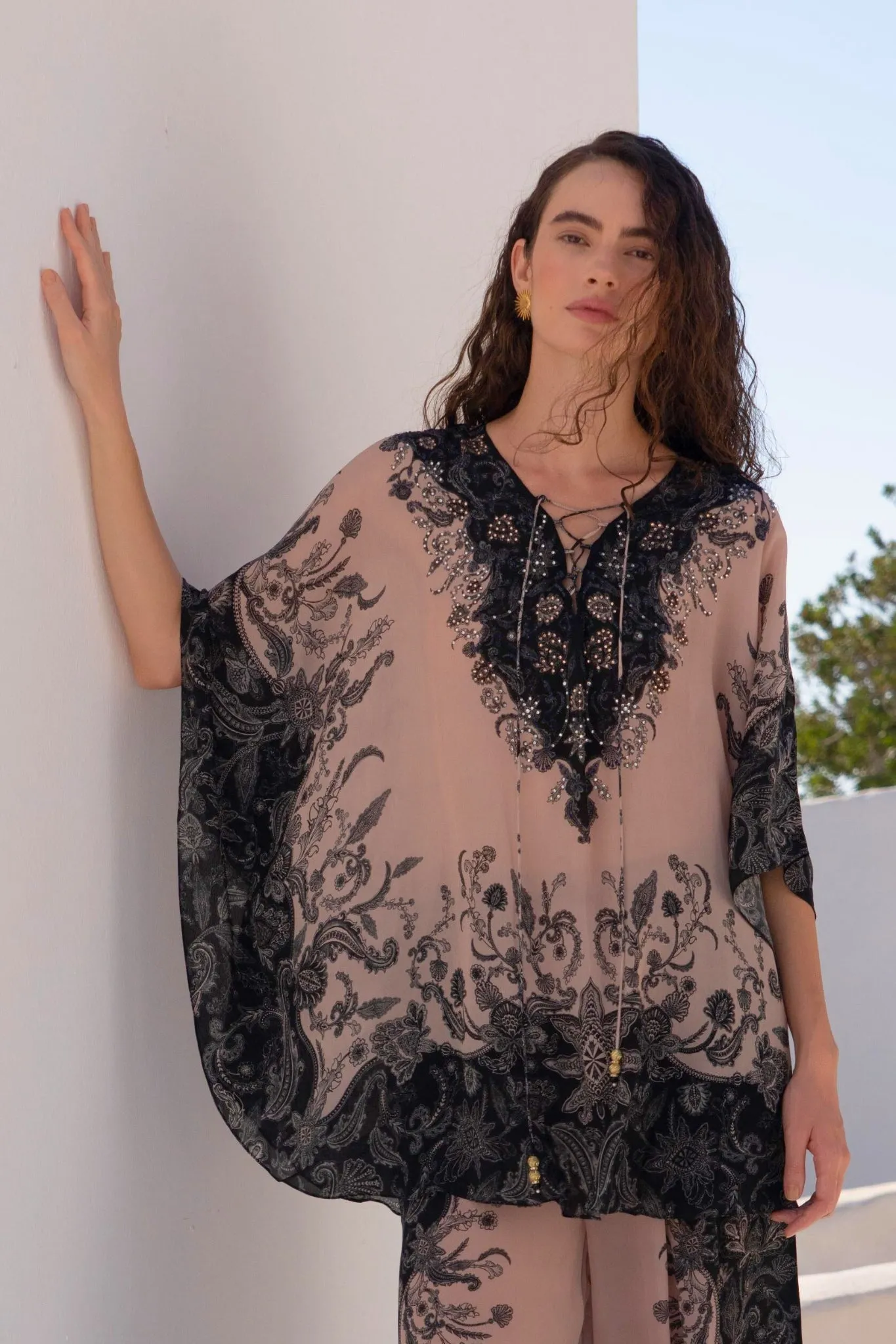 BLACK PAISLEY BUTTERFLY TOP sold by Czarina