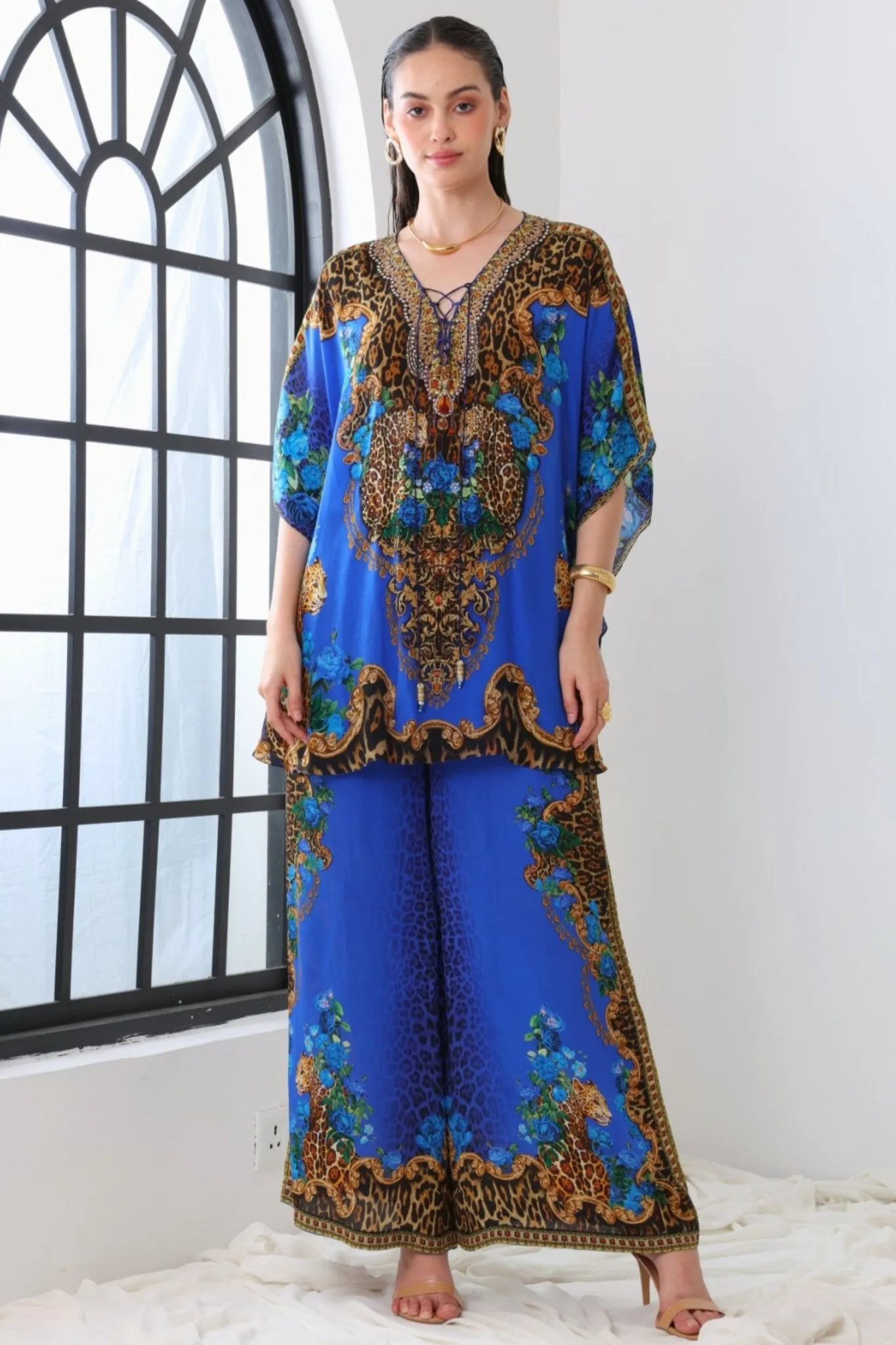 Blue Leopardess Butterfly Top Set sold by Czarina