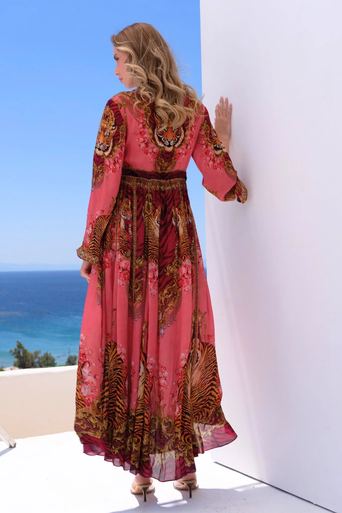 PINK TIGRESS MAXI DRESS W FLARE SLEEVES sold by Czarina product image thumbnail 5