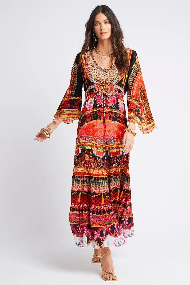 SHE WAS POWERFUL V NECK TIER MAXI DRESS sold by Czarina product image thumbnail 2